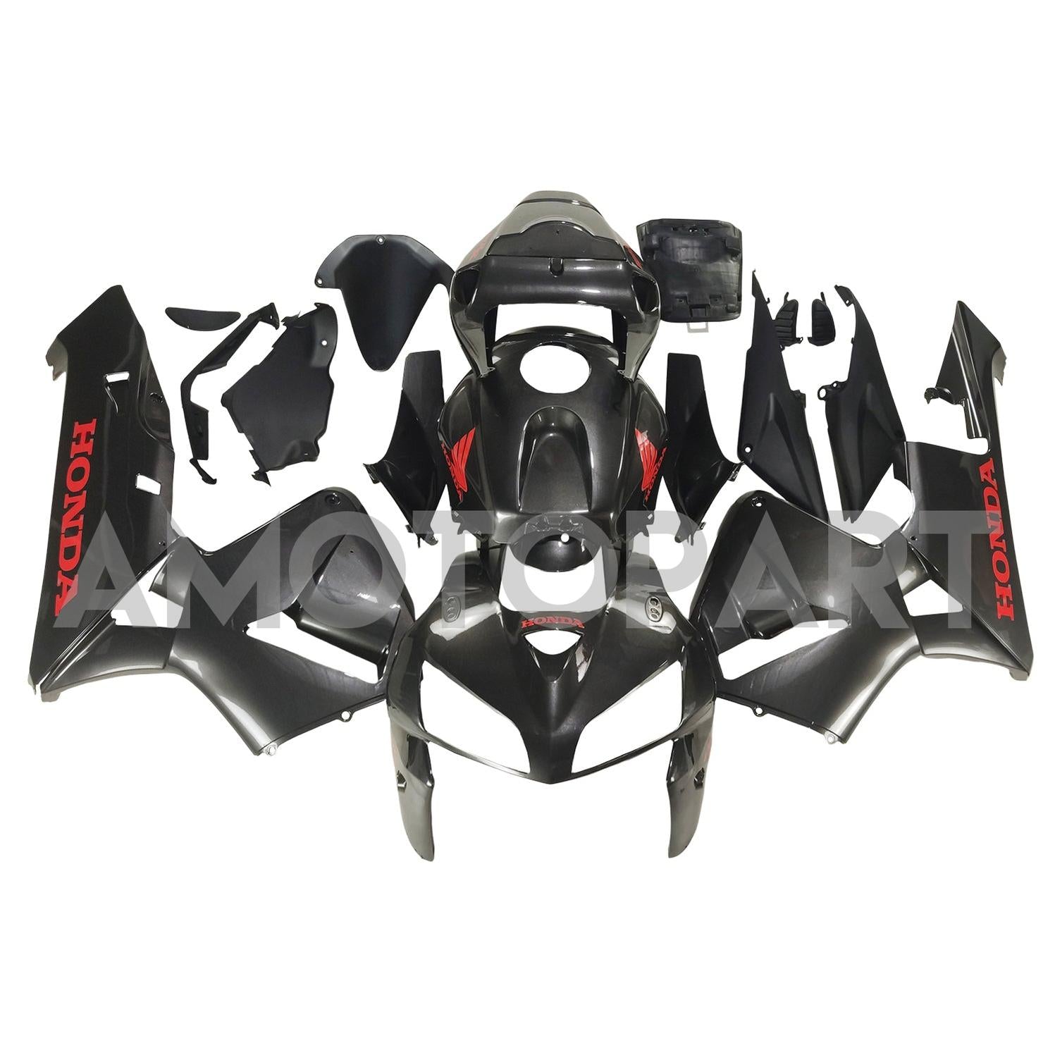 Amotopart 2005 2006 Honda CBR600RR Black with Red Logo Fairing Kit