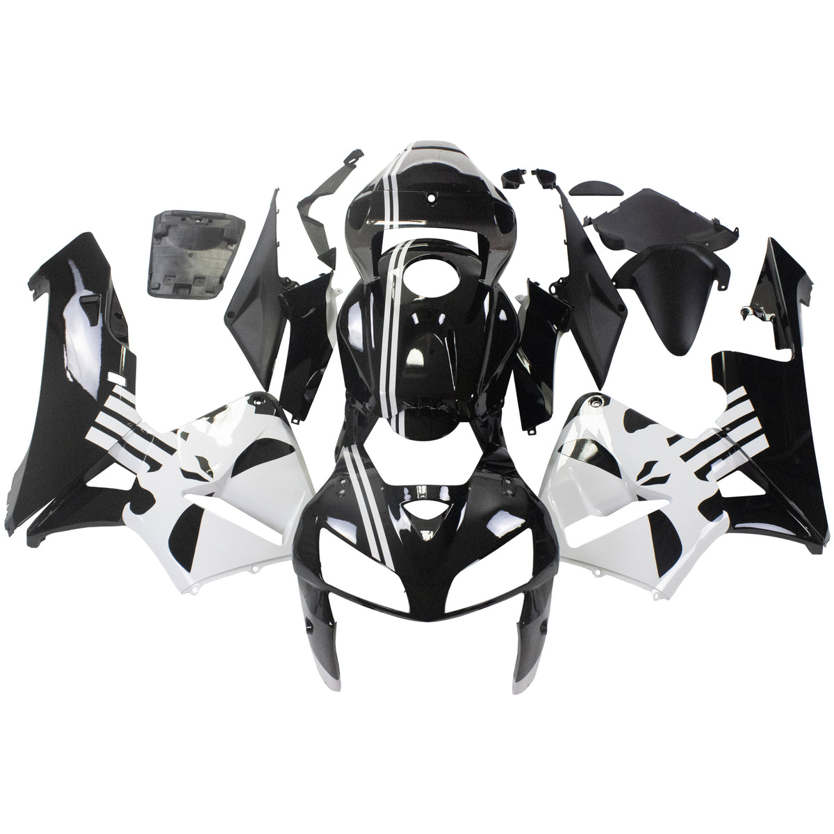 Amotopart 2005-2006 Honda CBR600RR Kit de carénage noir et blanc