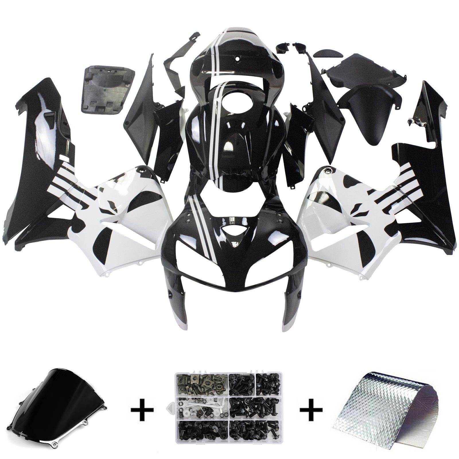 Amotopart 2005-2006 Honda CBR600RR Black&White Fairing Kit