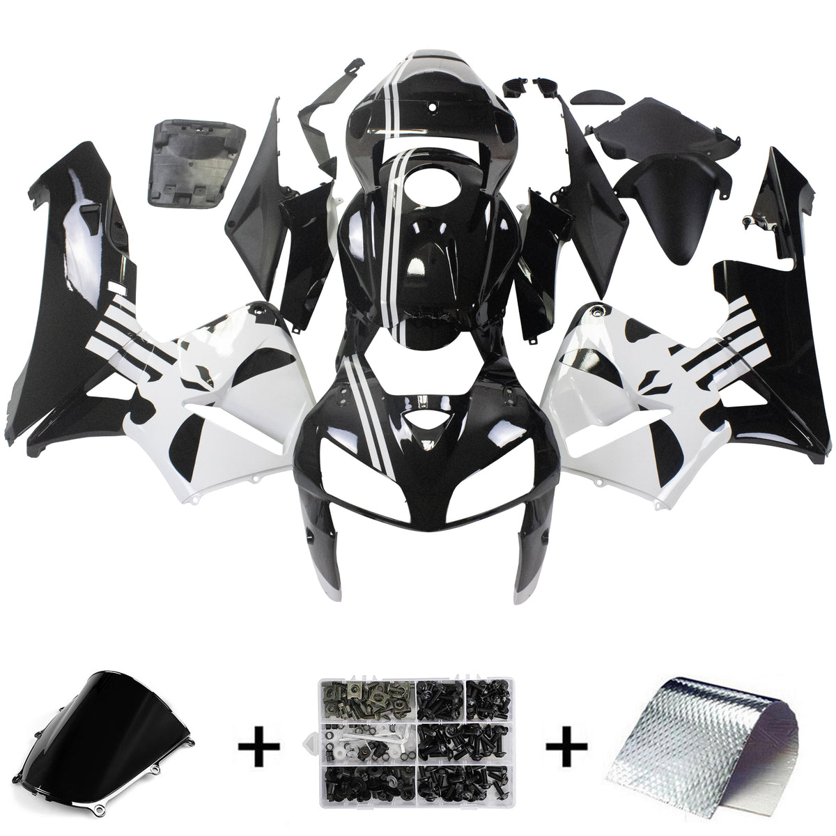 Amotopart 2005-2006 Honda CBR600RR Kit de carénage noir et blanc