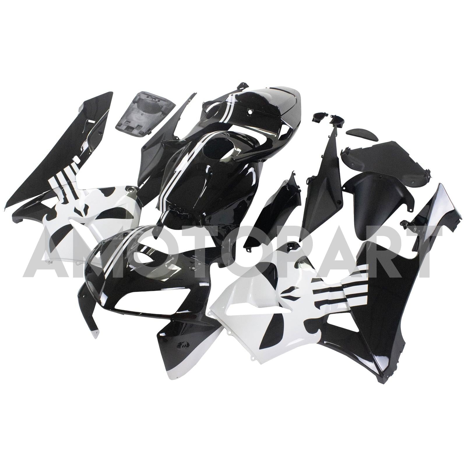 Amotopart 2005-2006 Honda CBR600RR Black & White Fairing Kit