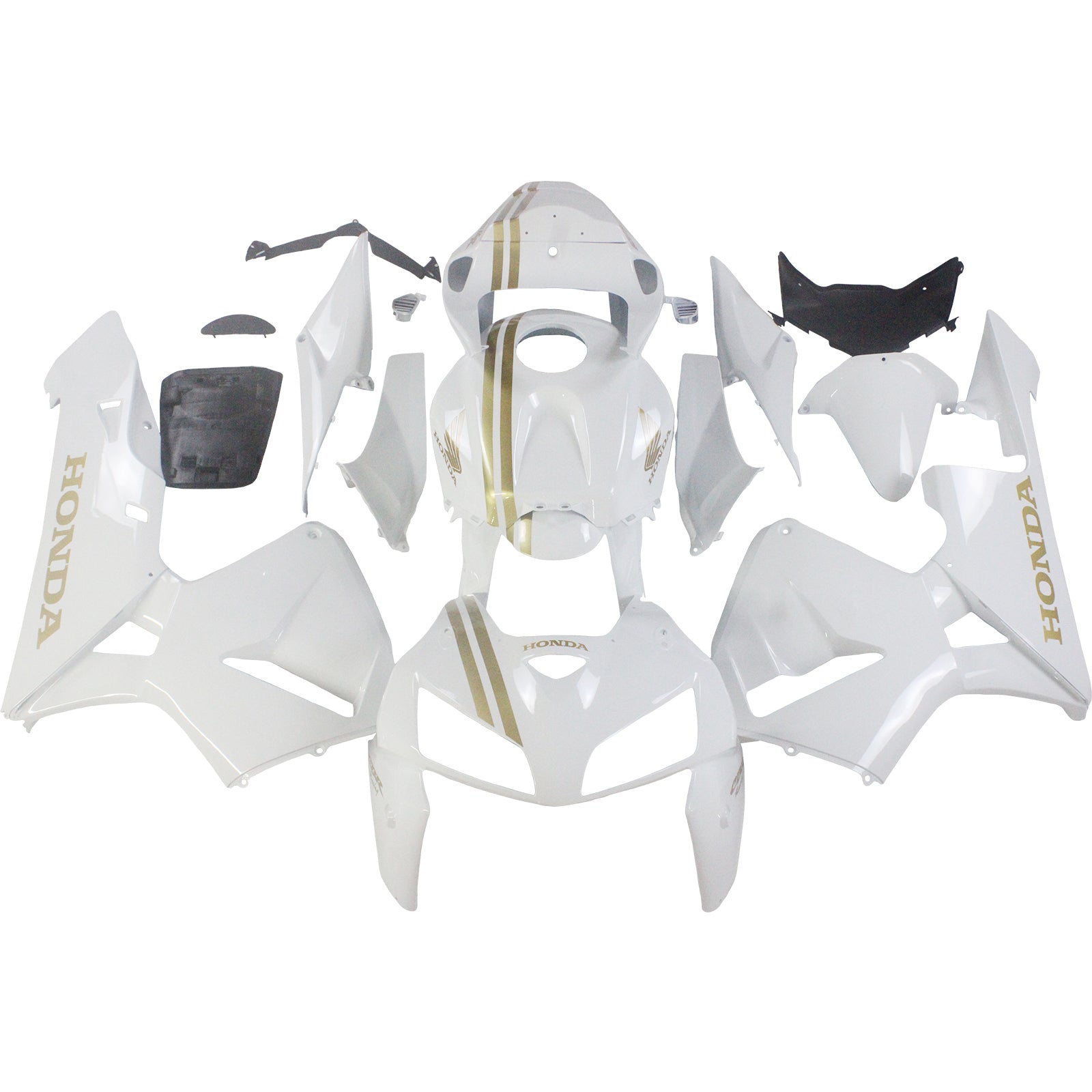 Amotopart 2005 2006 Honda CBR600RR Kit de carenado blanco y dorado