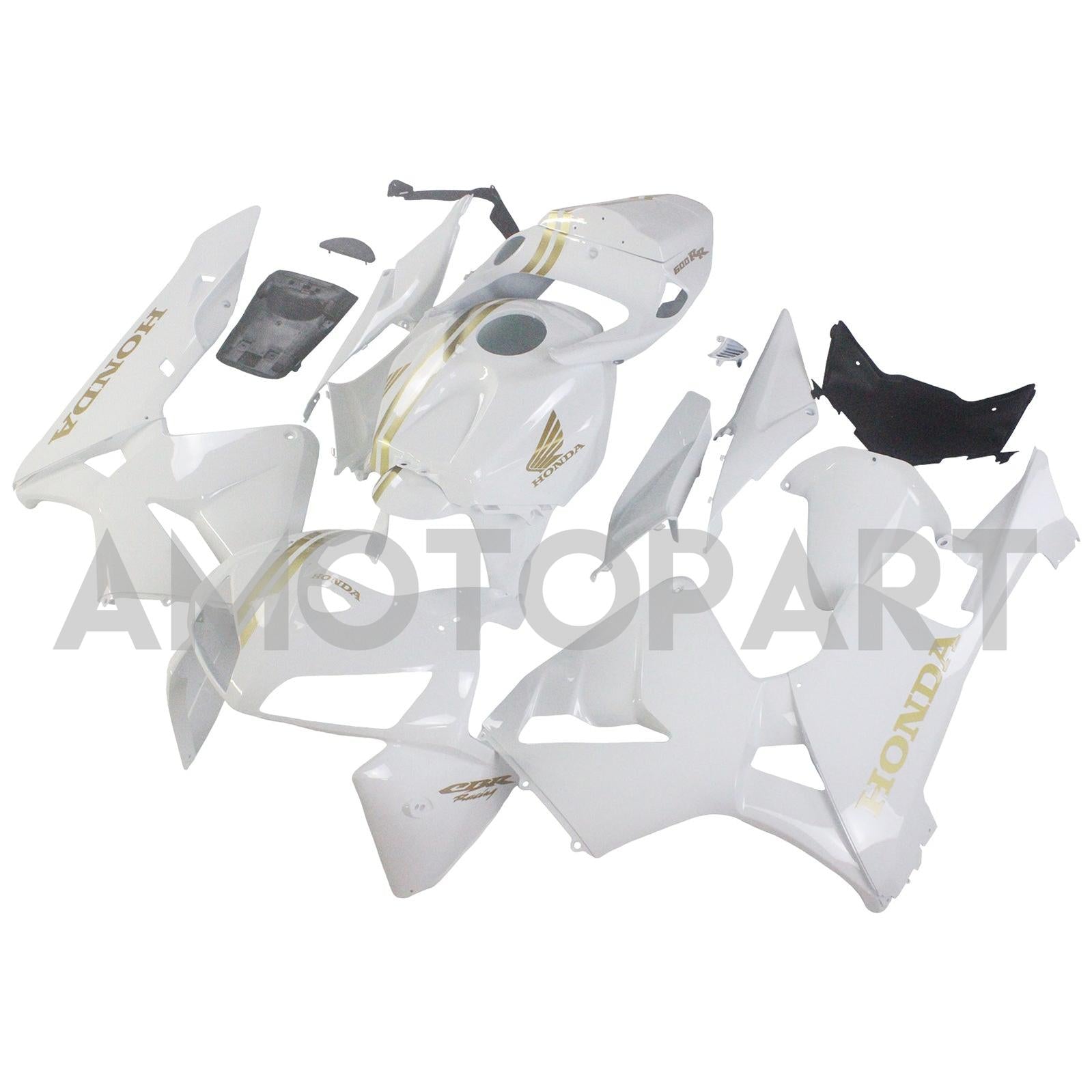 Amotopart 2005 2006 Honda CBR600RR White&Gold Fairing Kit
