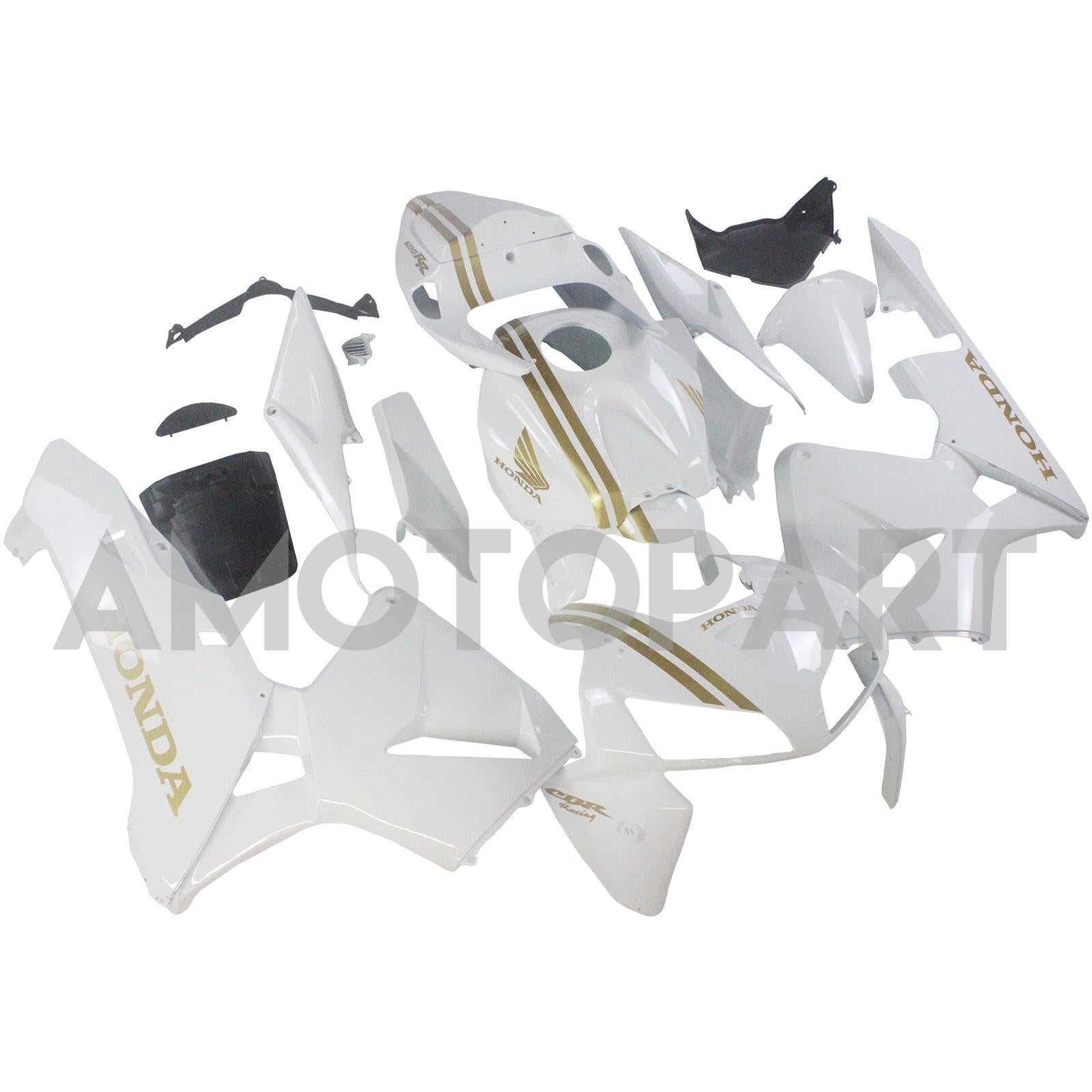 Amotopart 2005 2006 Honda CBR600RR White&Gold Fairing Kit