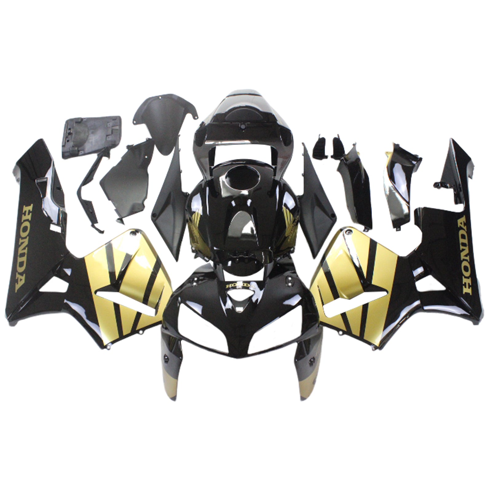 Amotopart 2005-2006 Honda CBR600RR Kit de carenado negro y dorado