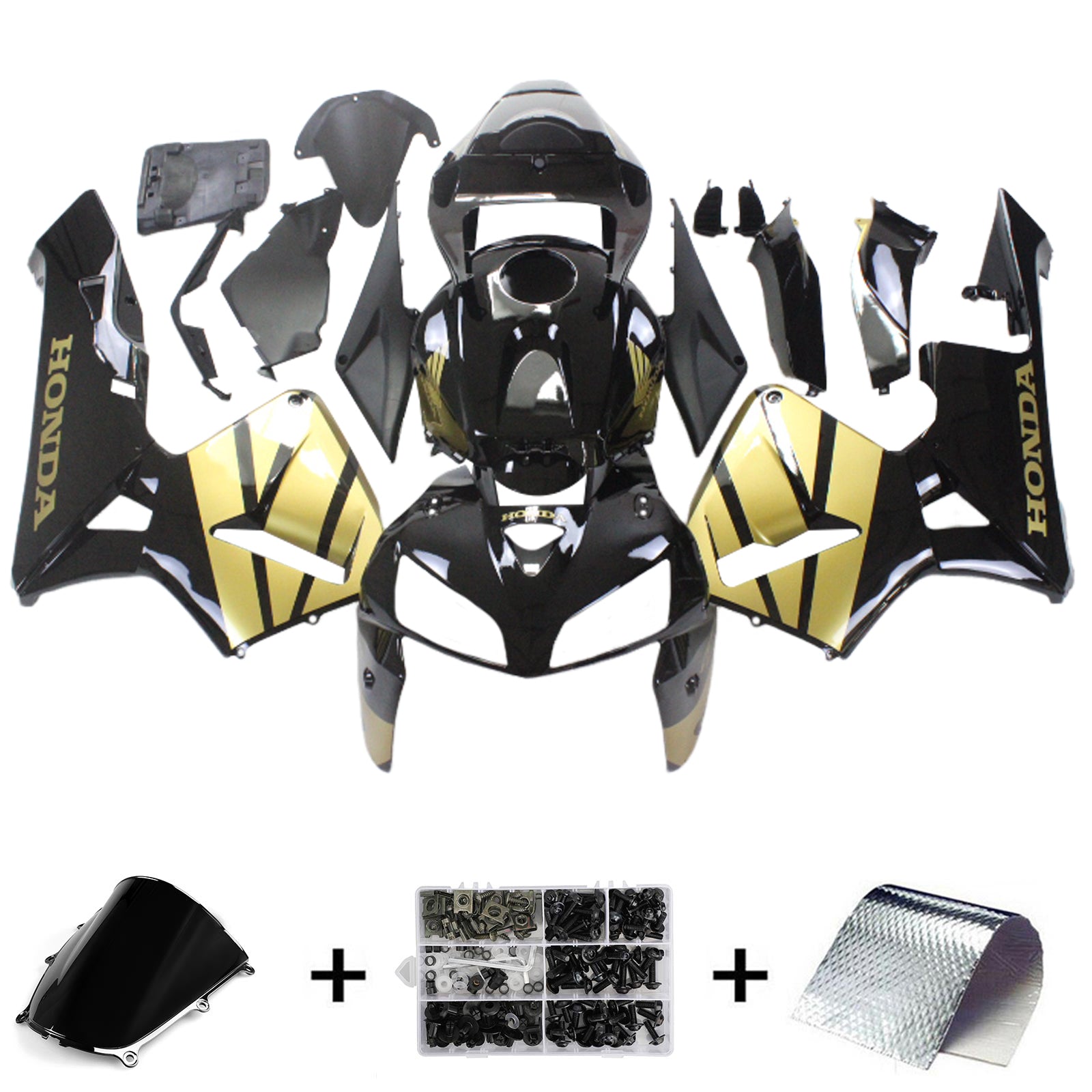 Amotopart 2005-2006 Honda CBR600RR Kit de carénage noir et or