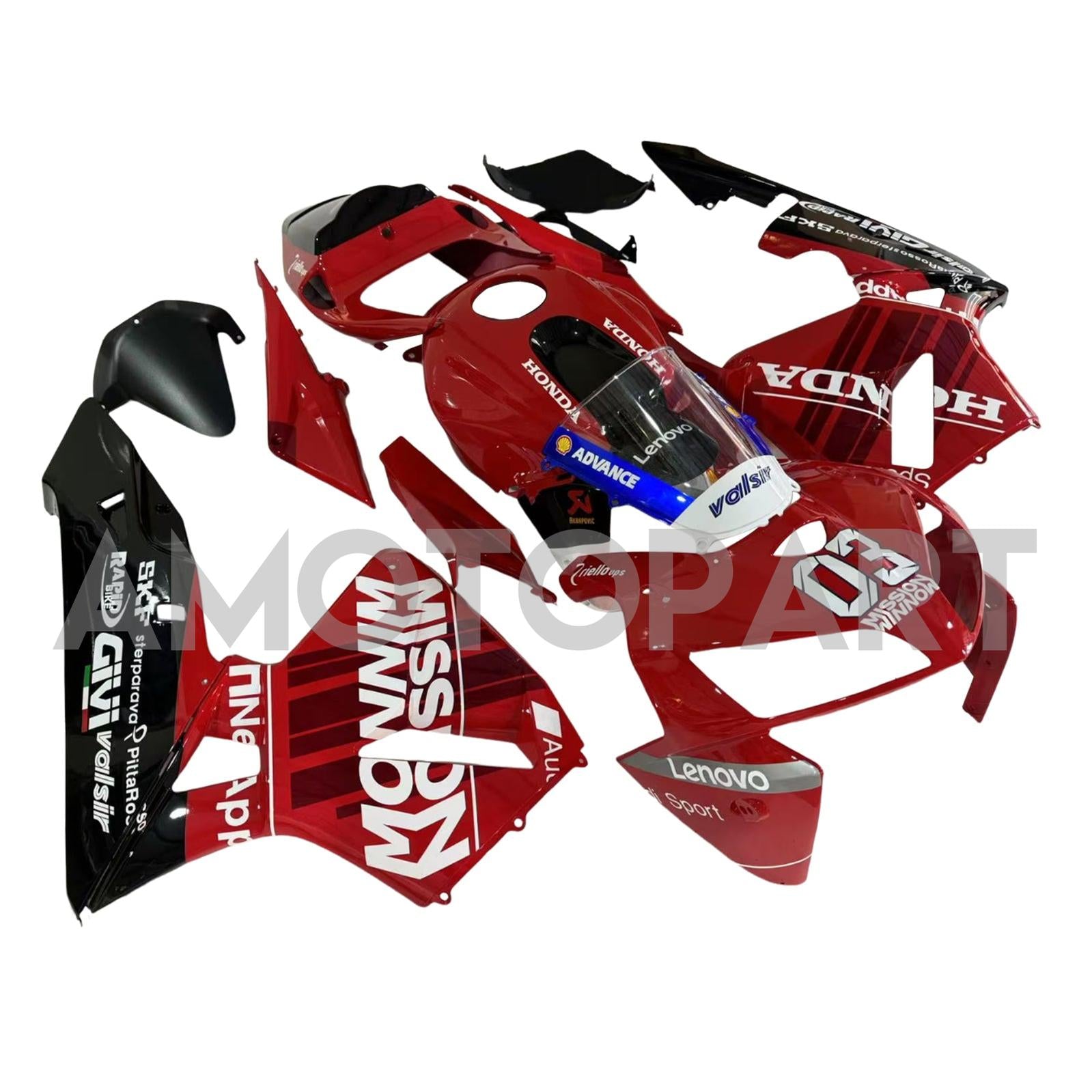 Amotopart 2005-2006 Honda CBR600RR Red Black with White Logo Fairing Kit
