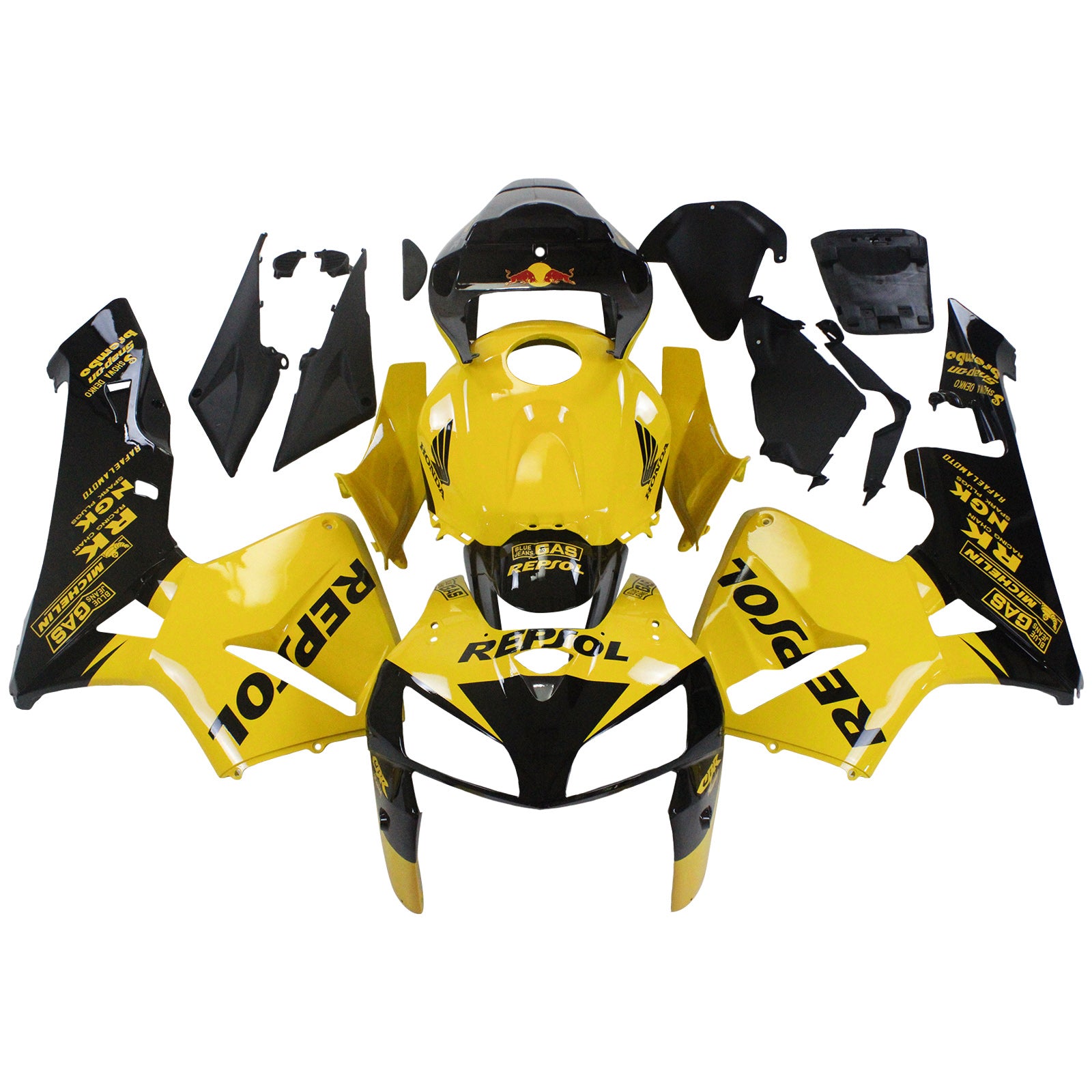 Amotopart 2005-2006 Honda CBR600RR Kit de carenado amarillo negro