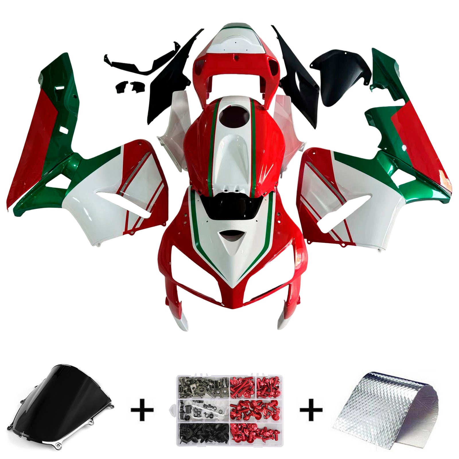 Amotopart 2005-2006 Honda CBR600RR Red White Green Fairing Kit