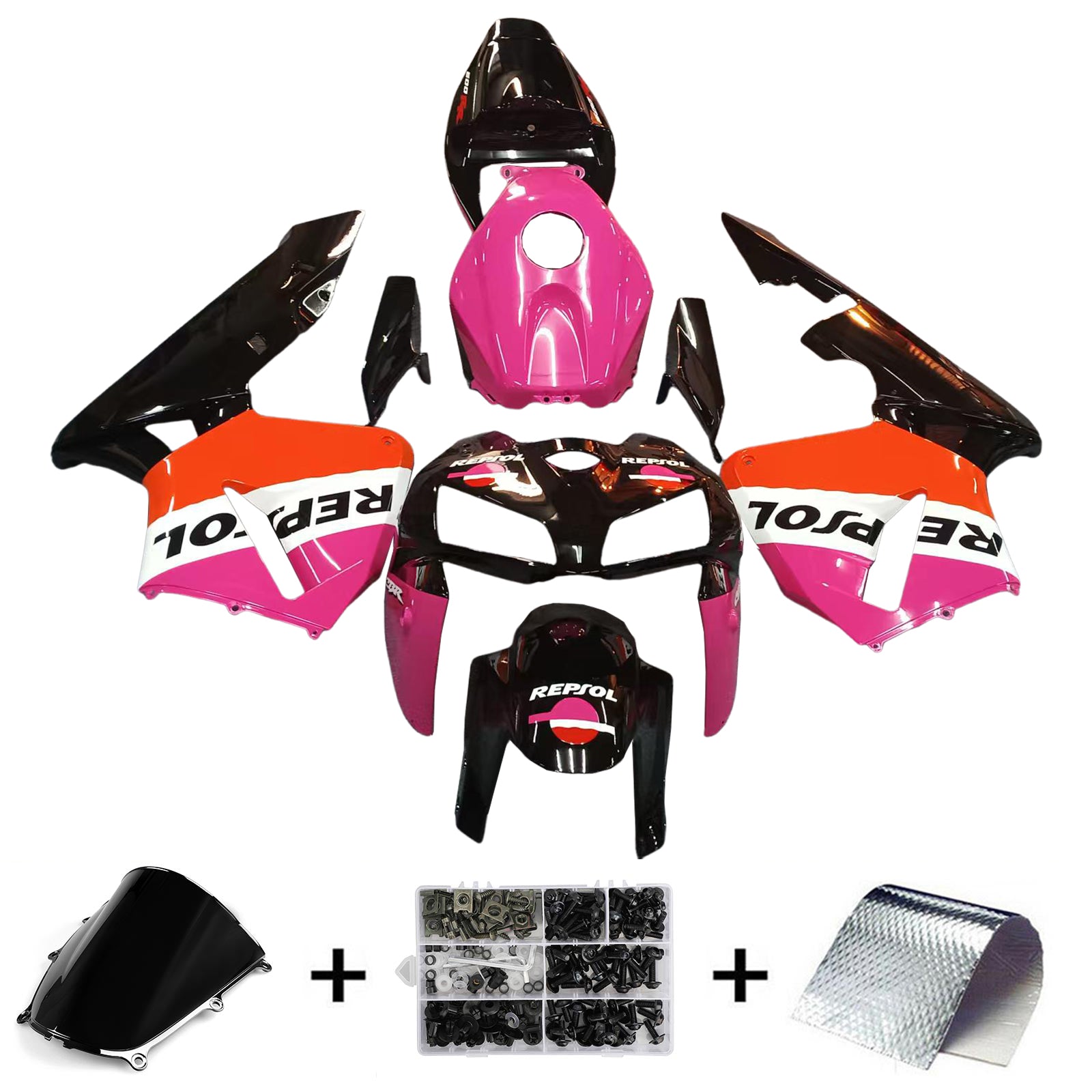 Amotopart 2005-2006 Honda CBR600RR Pink Black Fairing Kit
