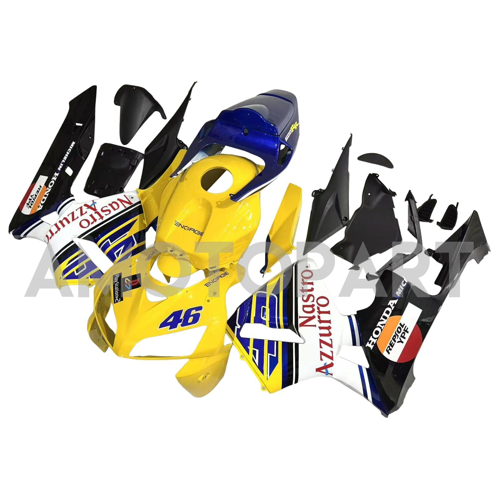 Amotopart 2005-2006 Honda CBR600RR Yellow Blue Fairing Kit