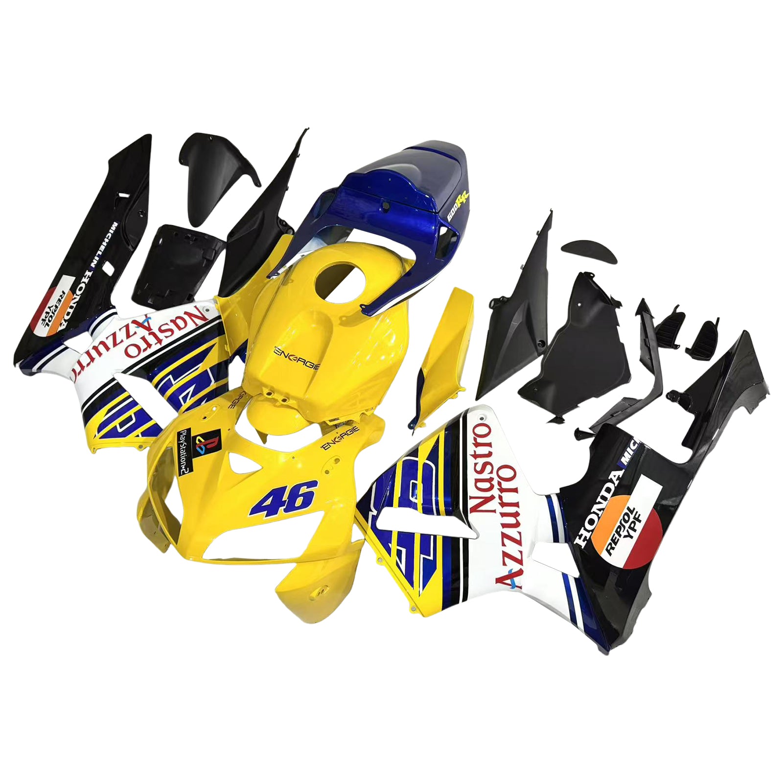 Amotopart 2005-2006 Honda CBR600RR Yellow Blue Fairing Kit
