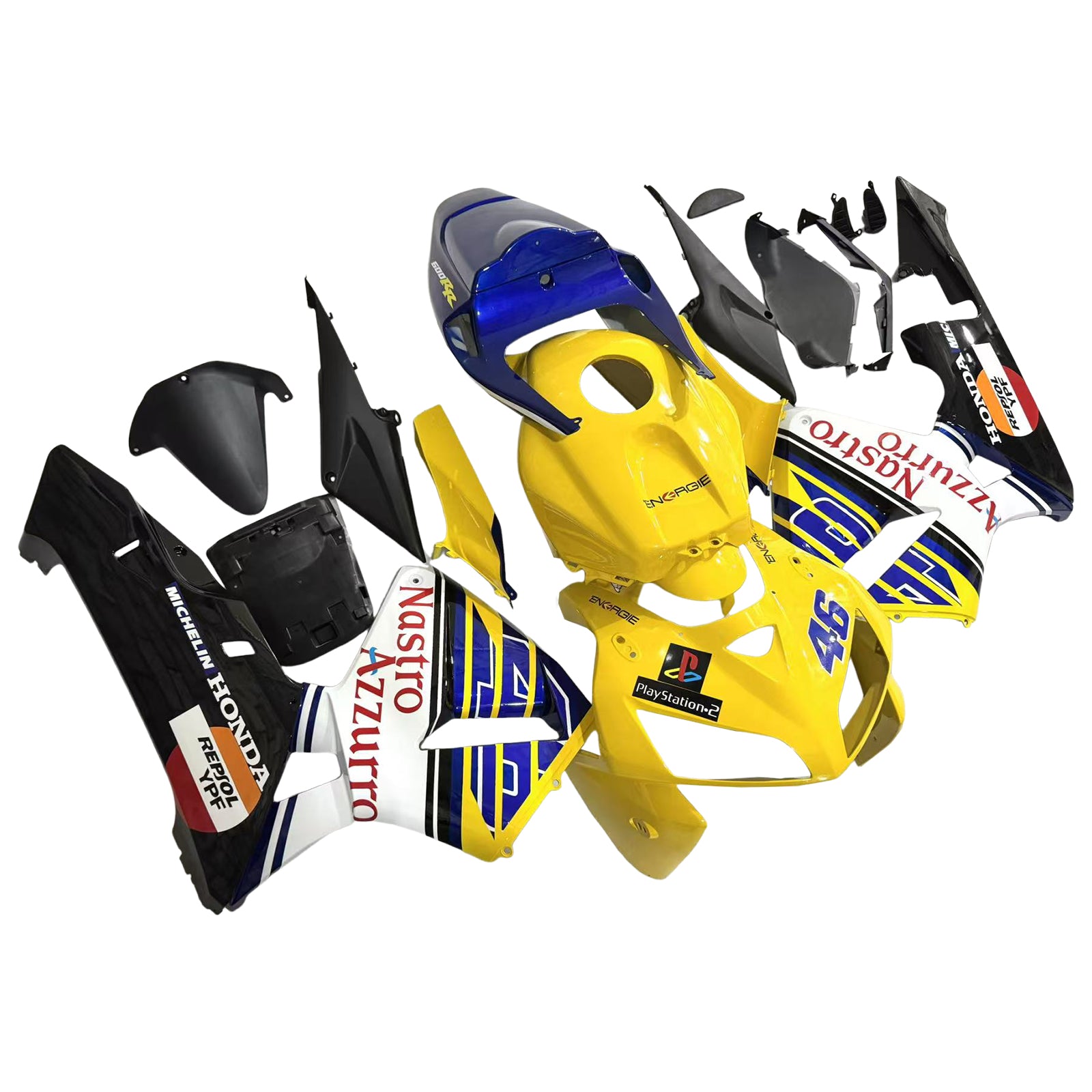 Amotopart 2005-2006 Honda CBR600RR Yellow Blue Fairing Kit