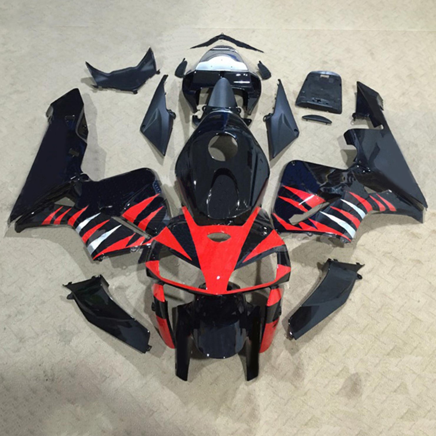 Amotopart 2005-2006 Honda CBR600RR Red White Black Fairing Kit