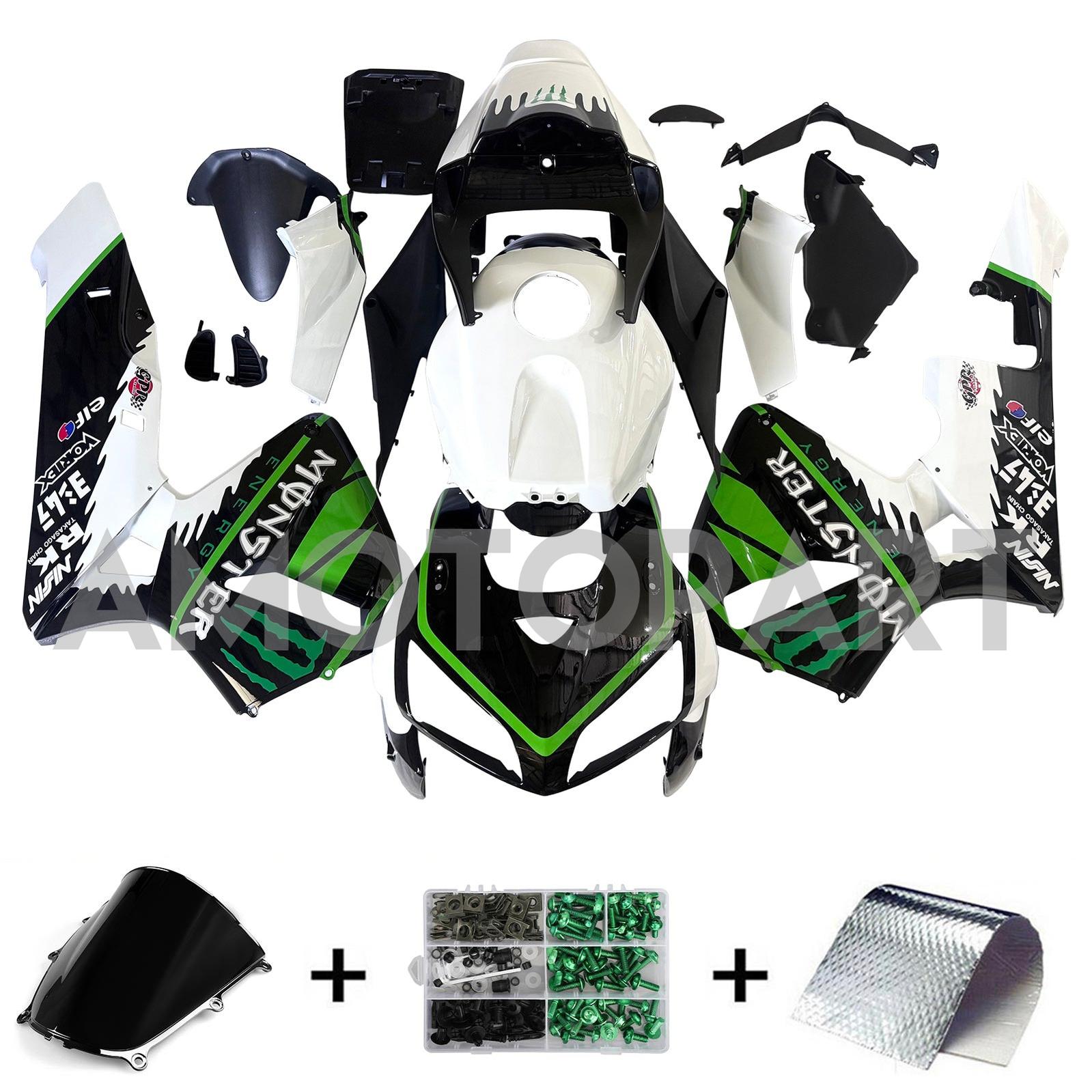 Amotopart 2005-2006 Honda CBR600RR White Black Green Fairing Kit