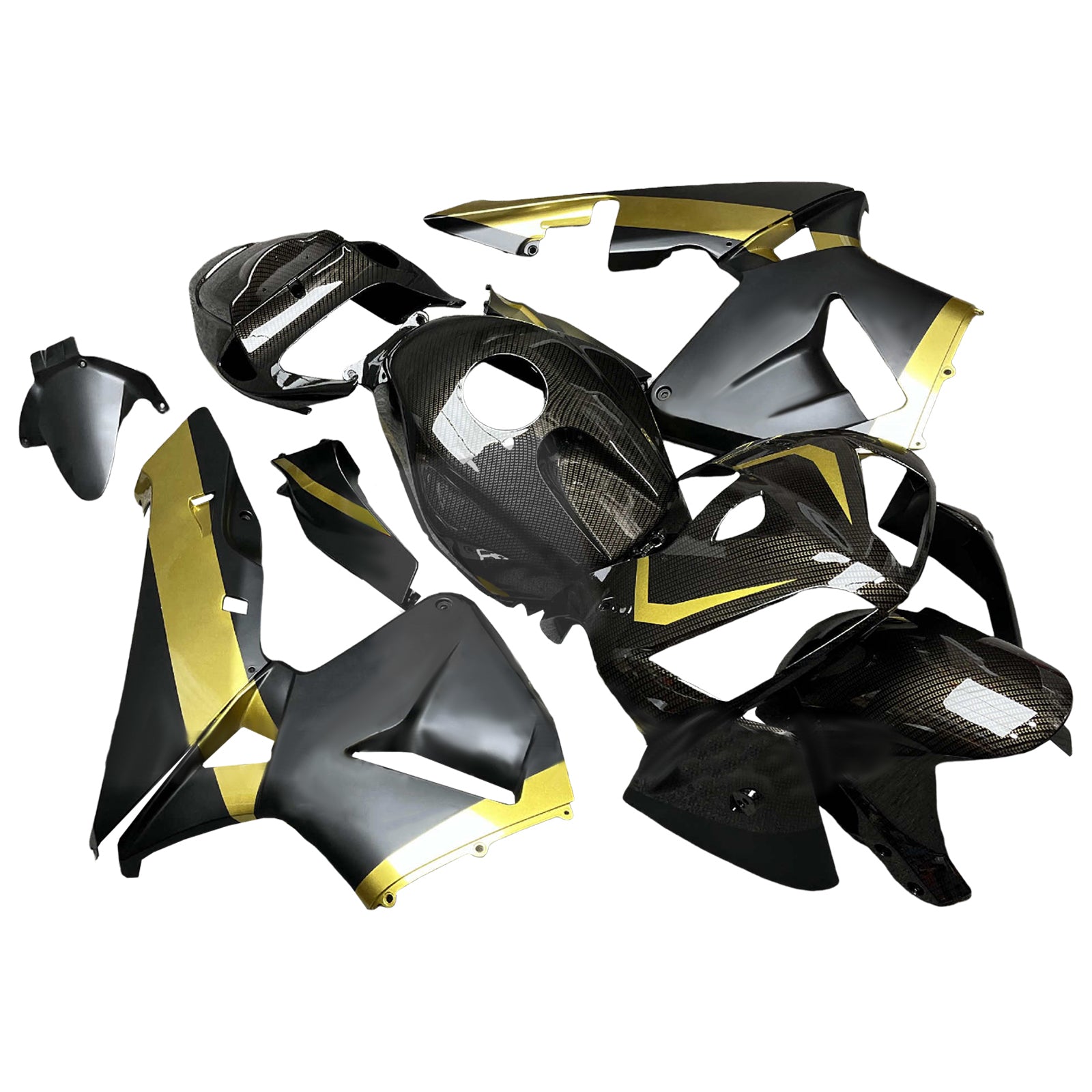 Amotopart 2005–2006 Honda CBR600RR Carbon Fiber Pattern Gold Verkleidungsset