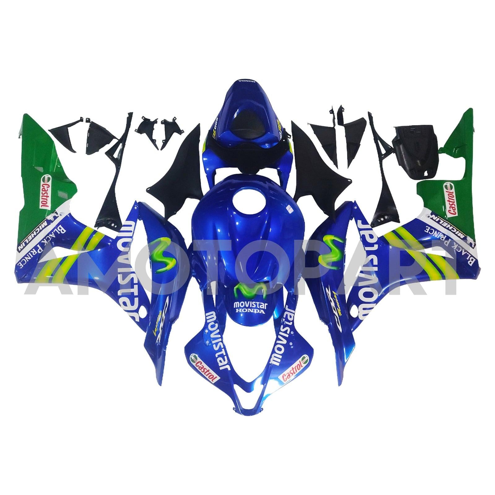 Amotopart 2007-2008 Honda CBR600RR Blue & Green Failing Kit