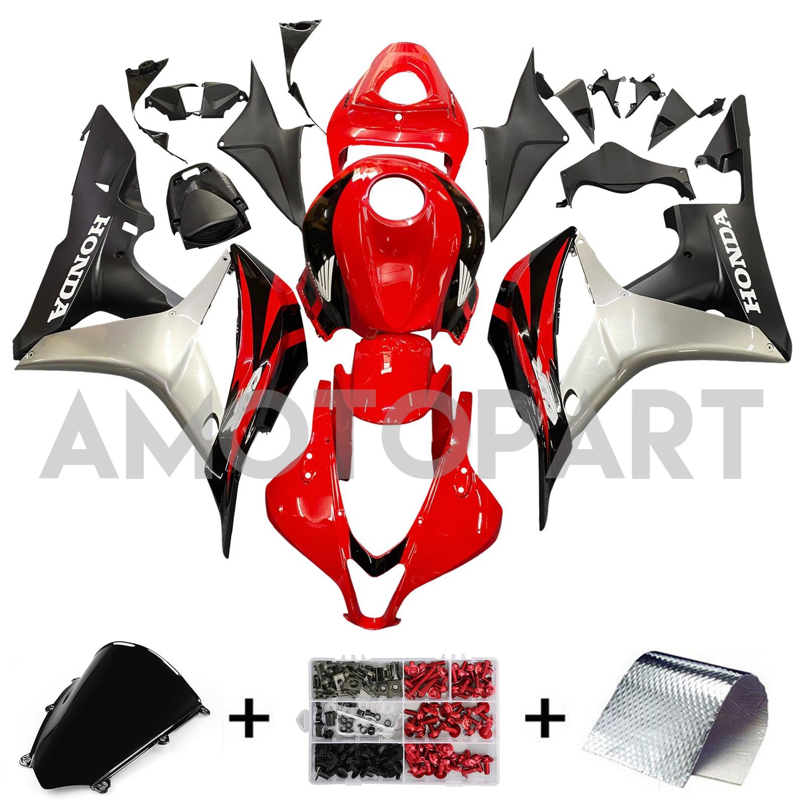 Amotopart 2007-2008 Honda CBR600RR Red&Silver Fairing Kit