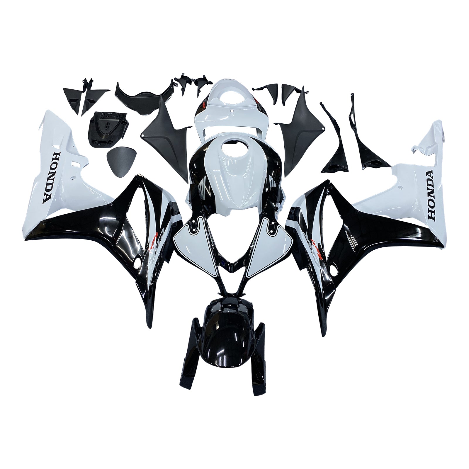 Amotopart Honda 2007-2008 CBR600RR Kit de carenado blanco negro