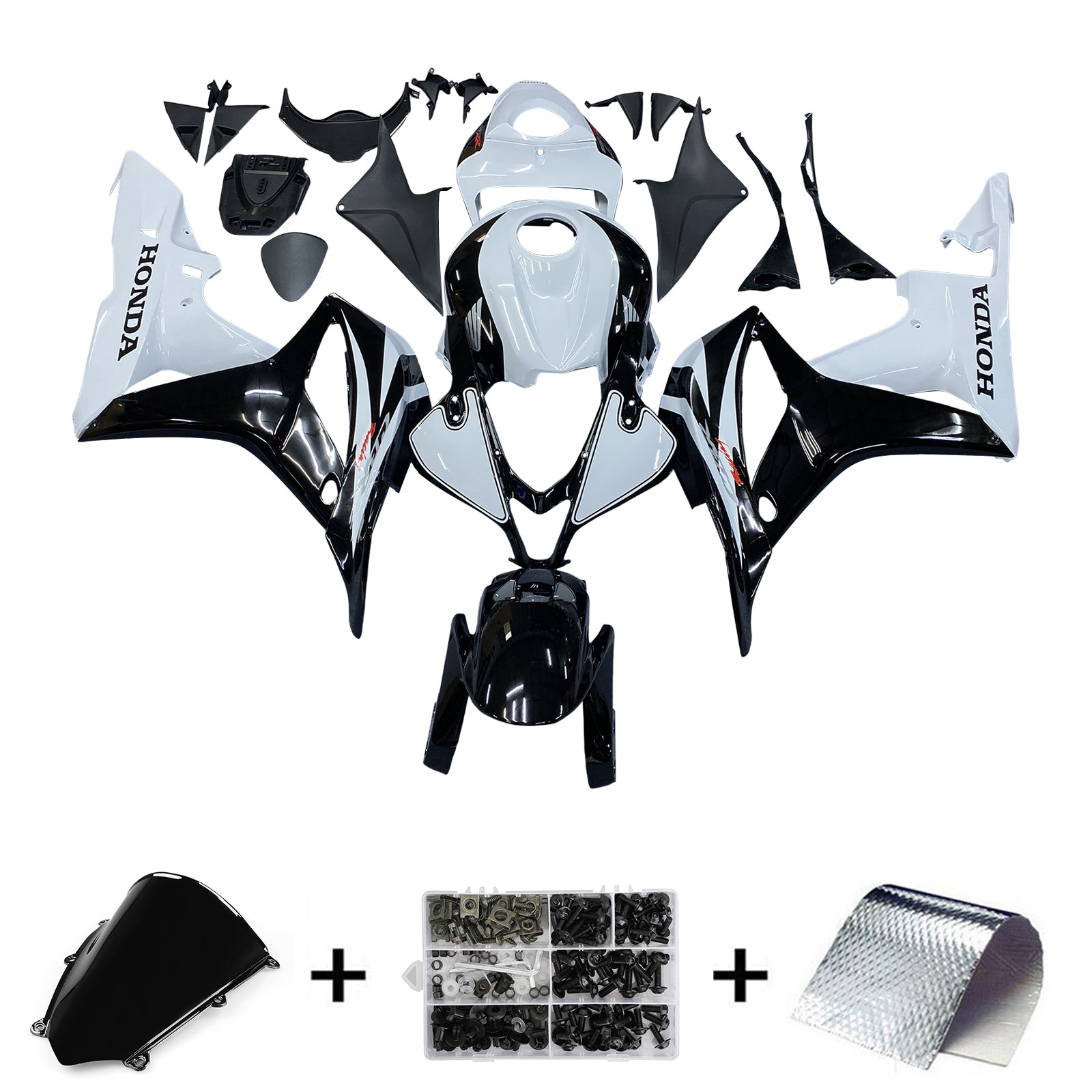 Kit de carénage Amotopart Honda 2007-2008 CBR600RR blanc noir