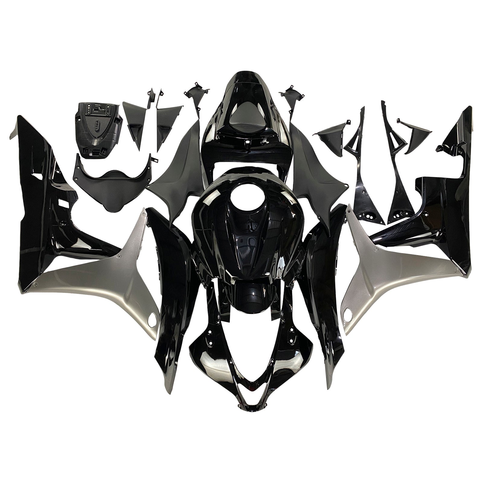 Amotopart 2007-2008 Honda CBR600 Fairing Gloss Black&Grey KIt