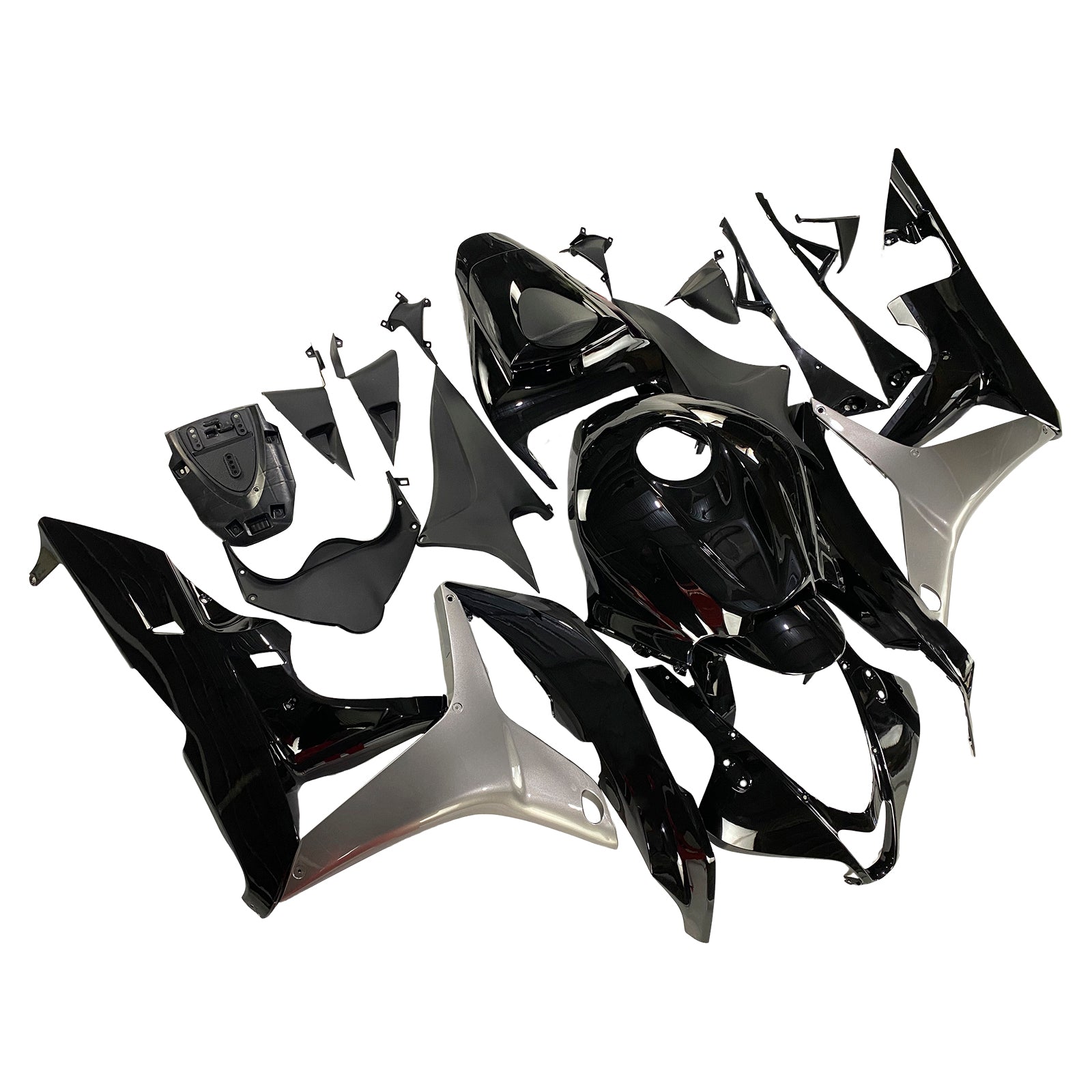 Amotopart 2007-2008 Honda CBR600 FAILING GLOSS Black & Grey Kit