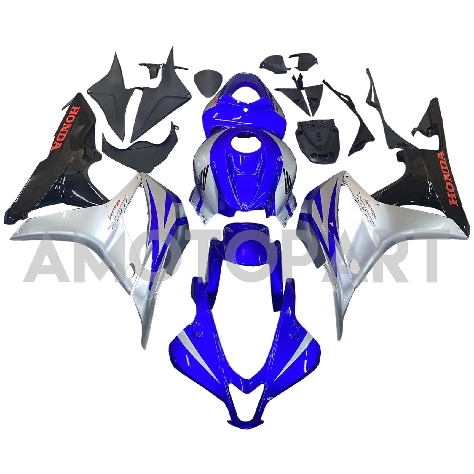 Amotopart 2007-2008 Honda CBR600RR Blue&Silver Fairing Kit