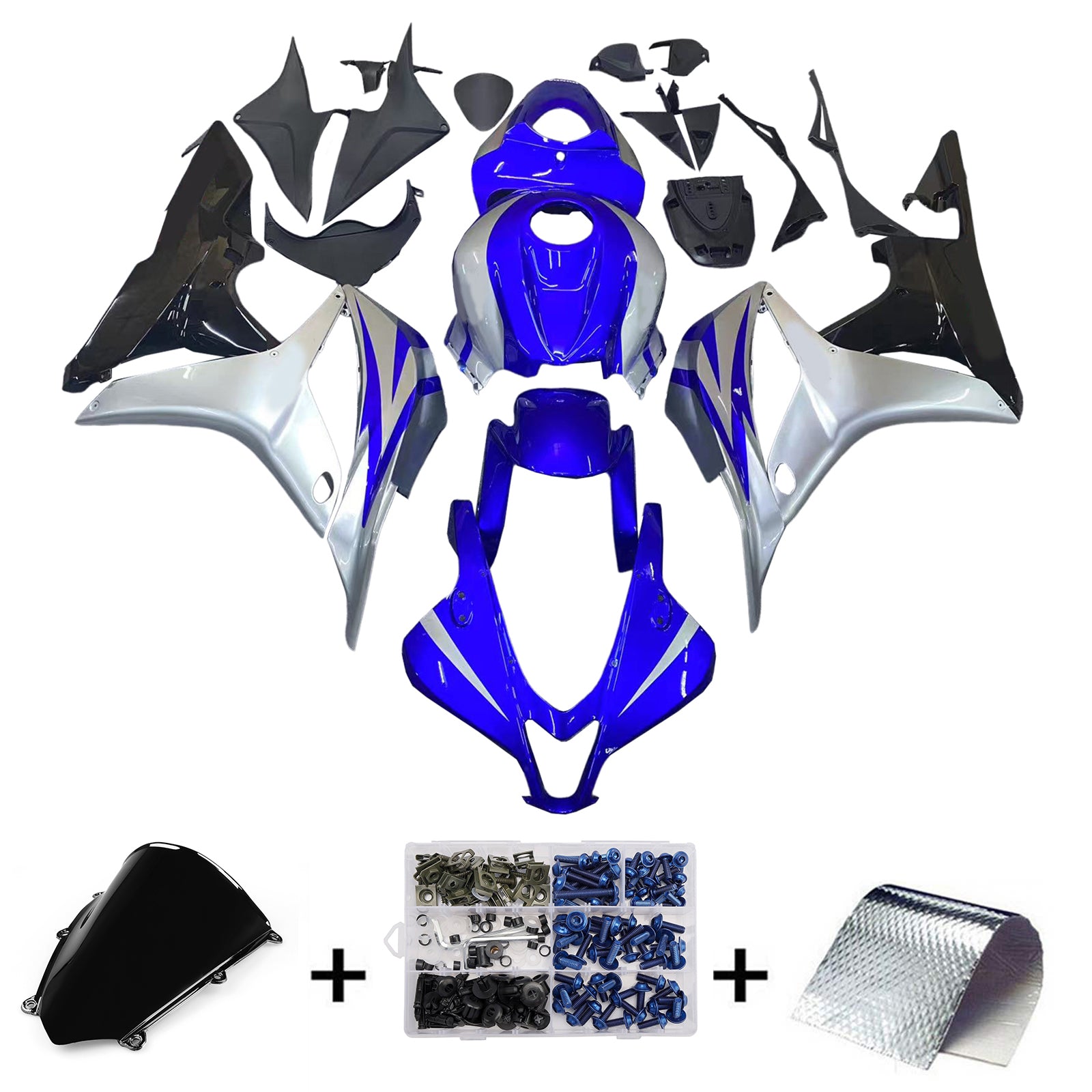Amotopart 2007-2008 Honda CBR600RR Blue&Silver Fairing Kit