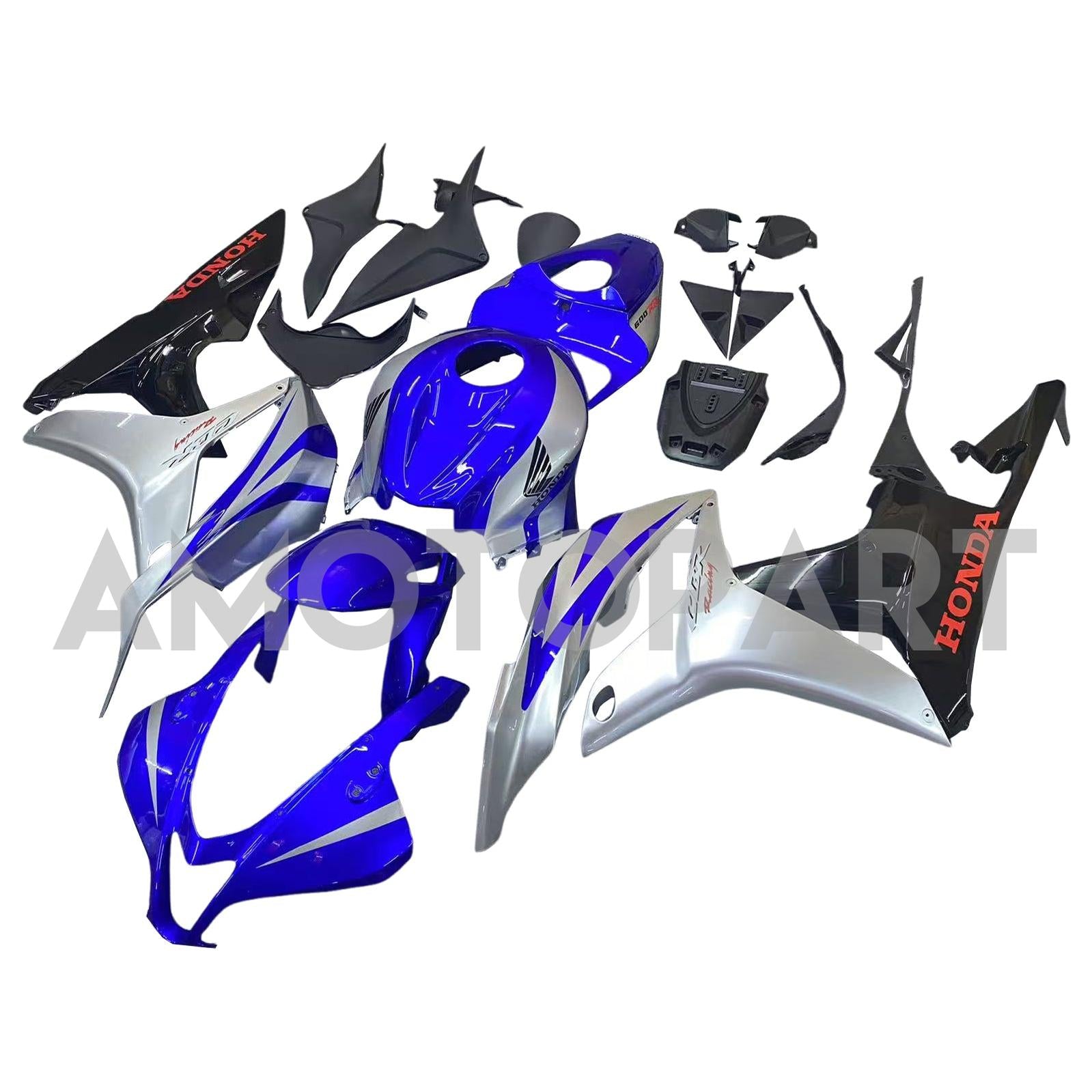 Amotopart 2007-2008 Honda CBR600RR Kit carena blu e argento