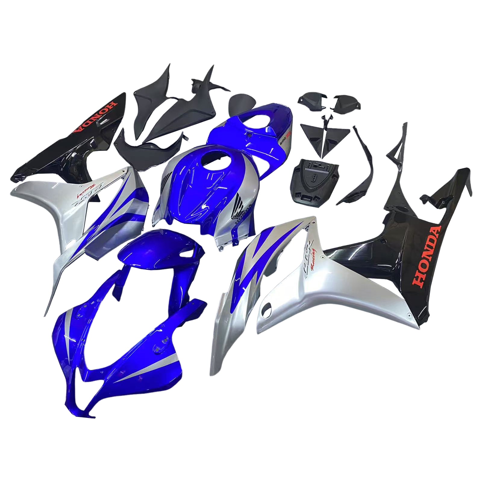 Amotopart 2007-2008 Honda CBR600RR Blue&Silver Fairing Kit