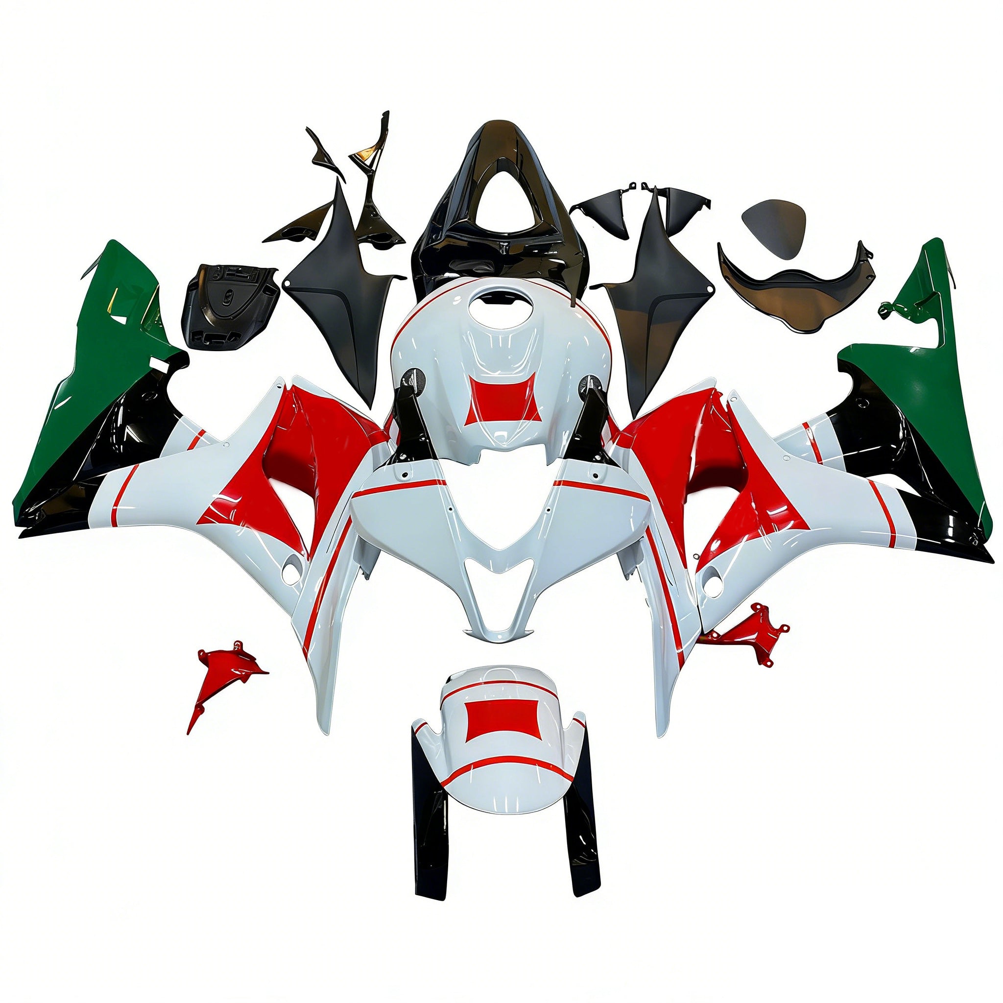 Amotopart 2007-2008 Honda CBR600RR Green & Red Fairing Kit