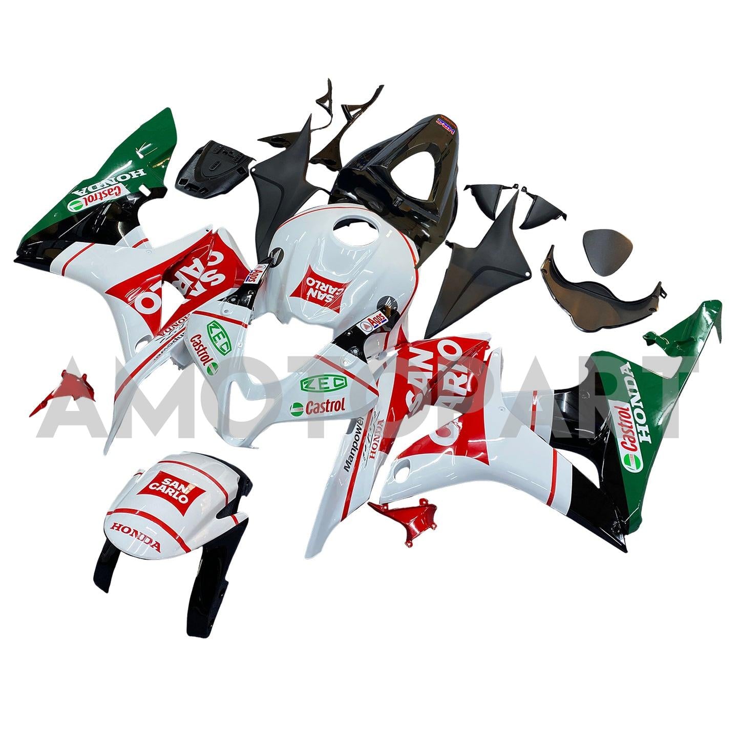 Amotopart 2007-2008 Honda CBR600RR Green & Red Fairing Kit