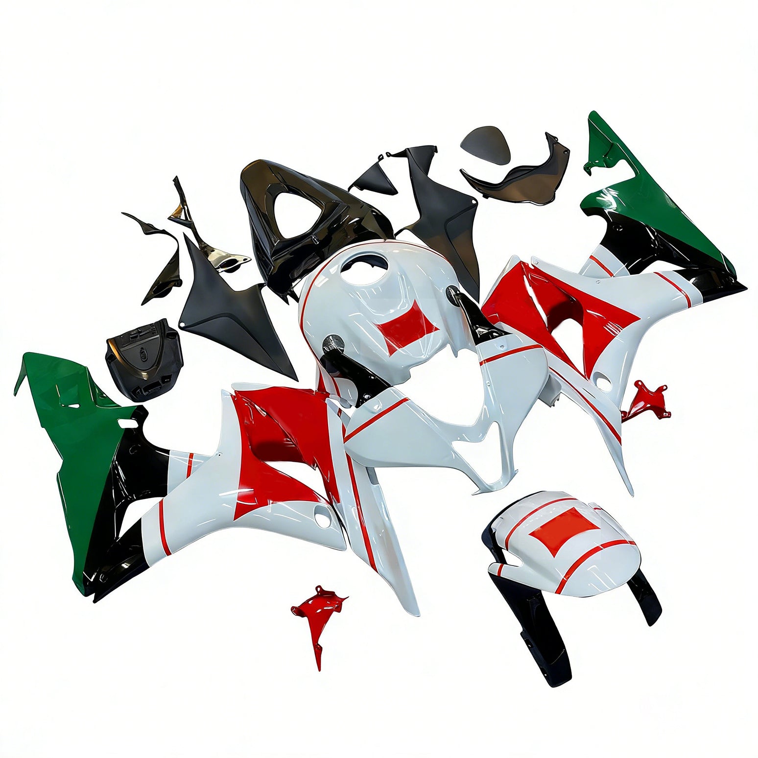 Amotopart 2007-2008 Honda CBR600RR Green&Red Fairing Kit