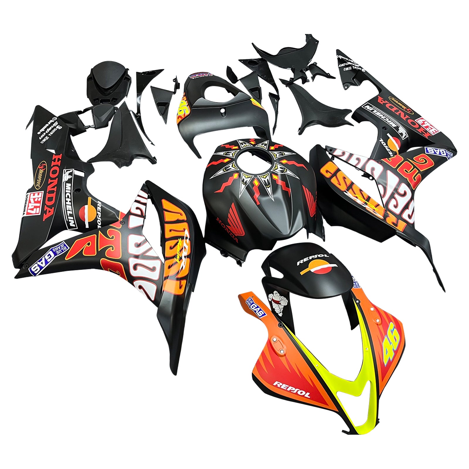 Amotopart 2007-2008 Honda CBR600RR Black&Orange Fairing Kit