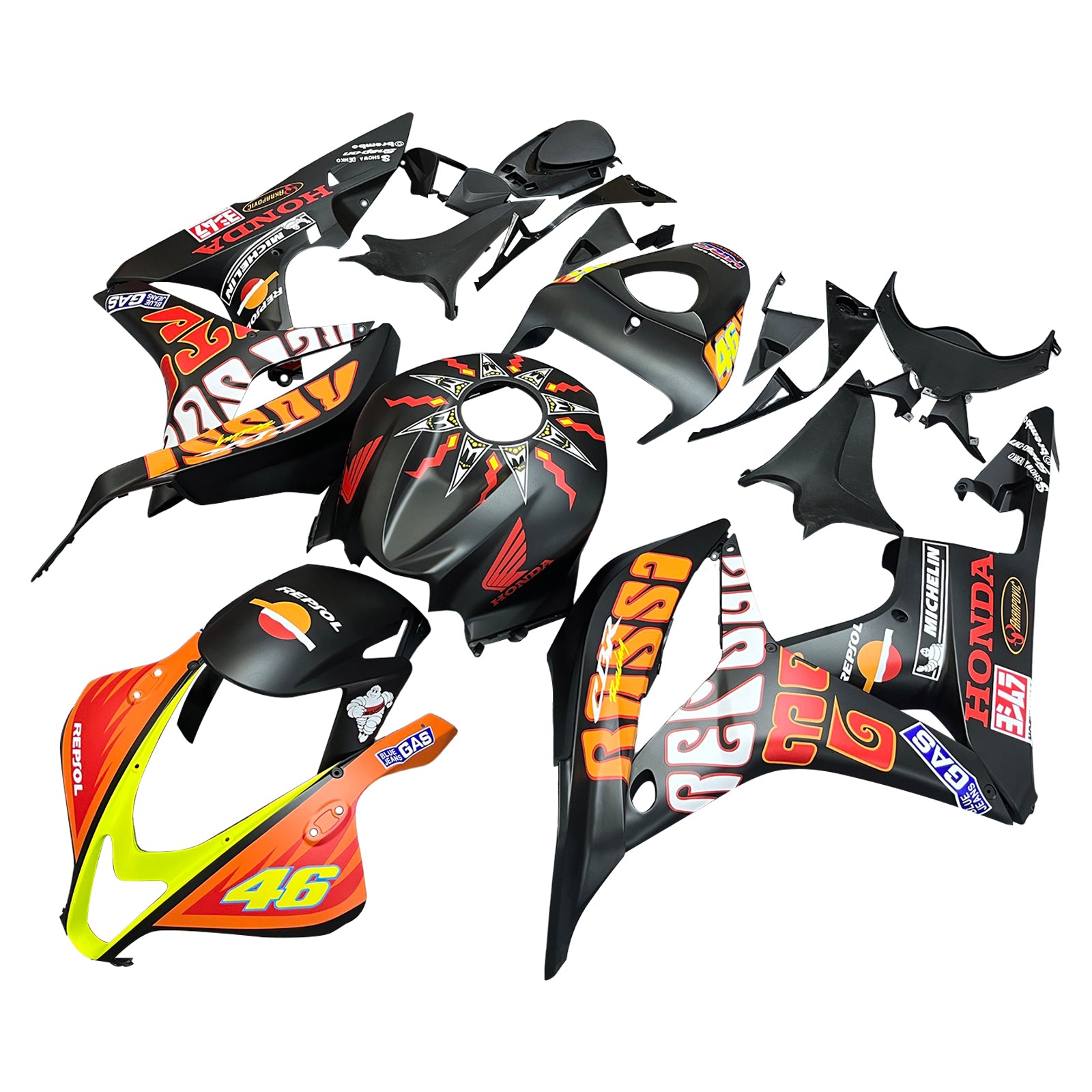 Amotopart 2007-2008 Honda CBR600RR Black&Orange Fairing Kit