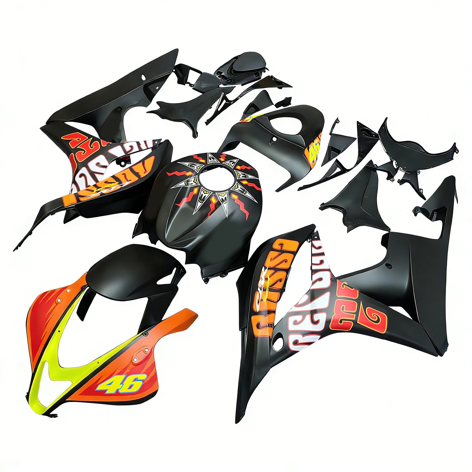 Amotopart 2007-2008 Honda CBR600RR Kit de carenado negro y naranja