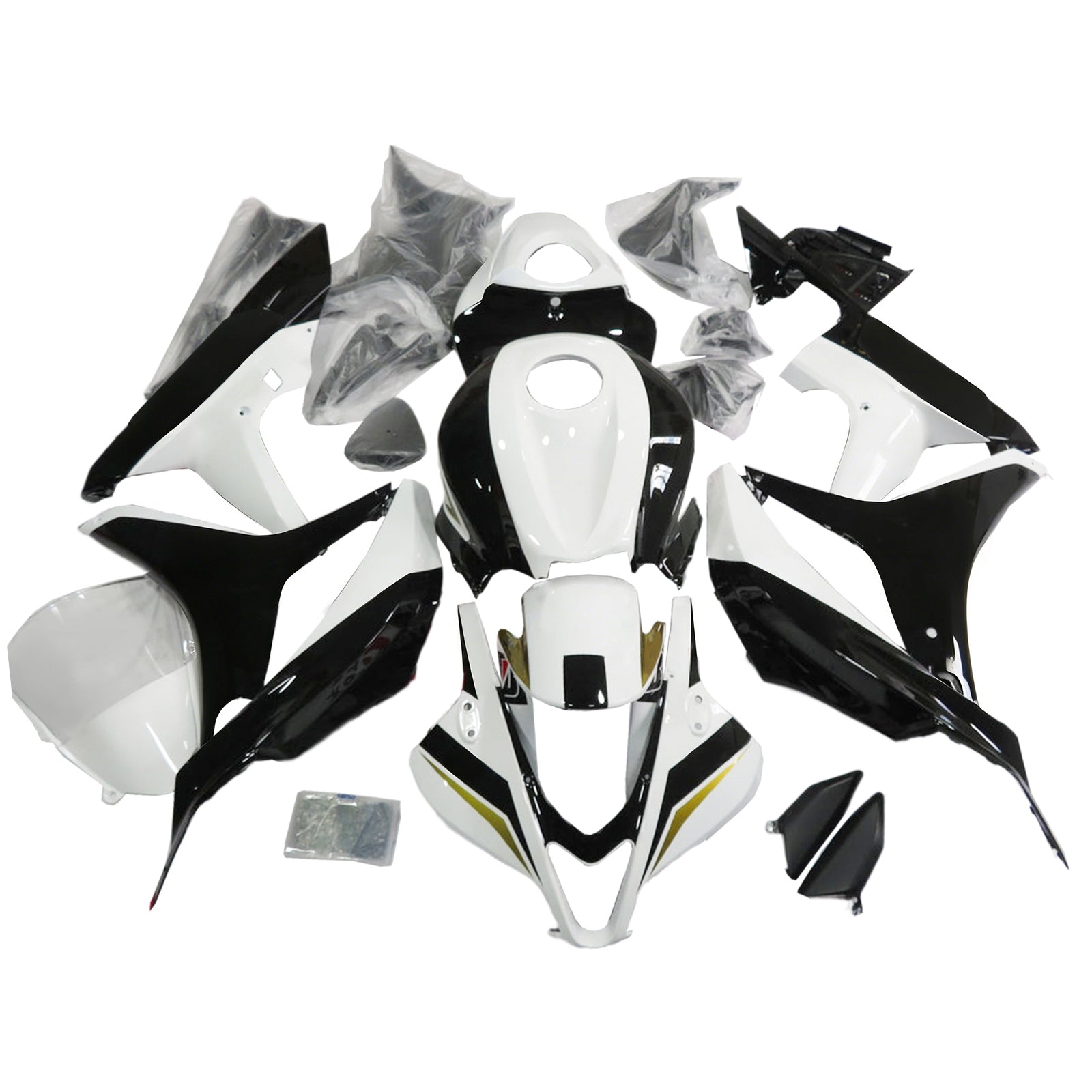 Amotopart 2007-2008 Honda CBR600RR Black & White Fairing Kit