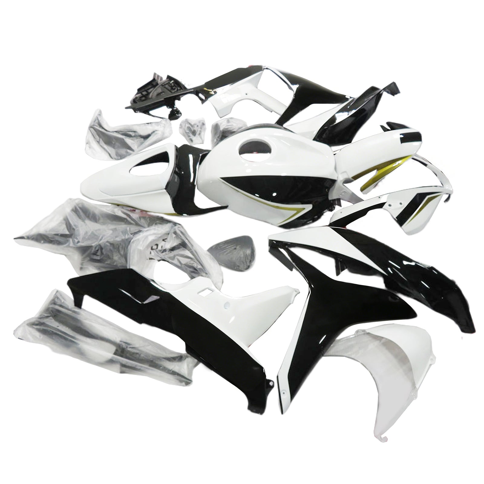 Amotopart 2007-2008 Honda CBR600RR Black & White Fairing Kit