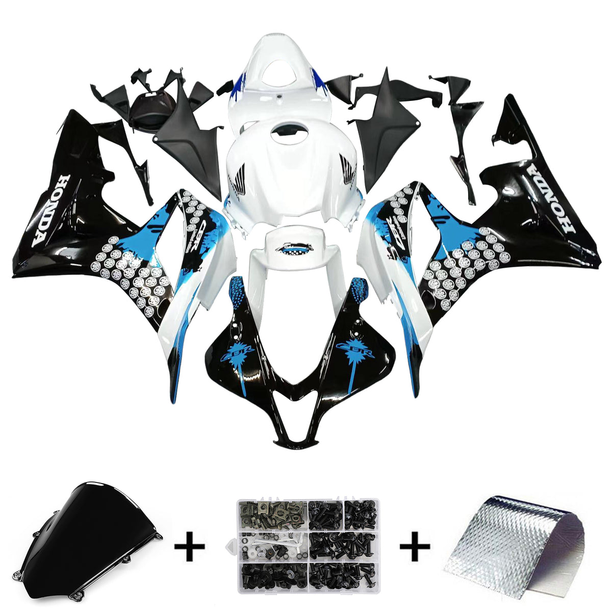 Kit carena Amotopart 2007-2008 Honda CBR600RR blu e nero