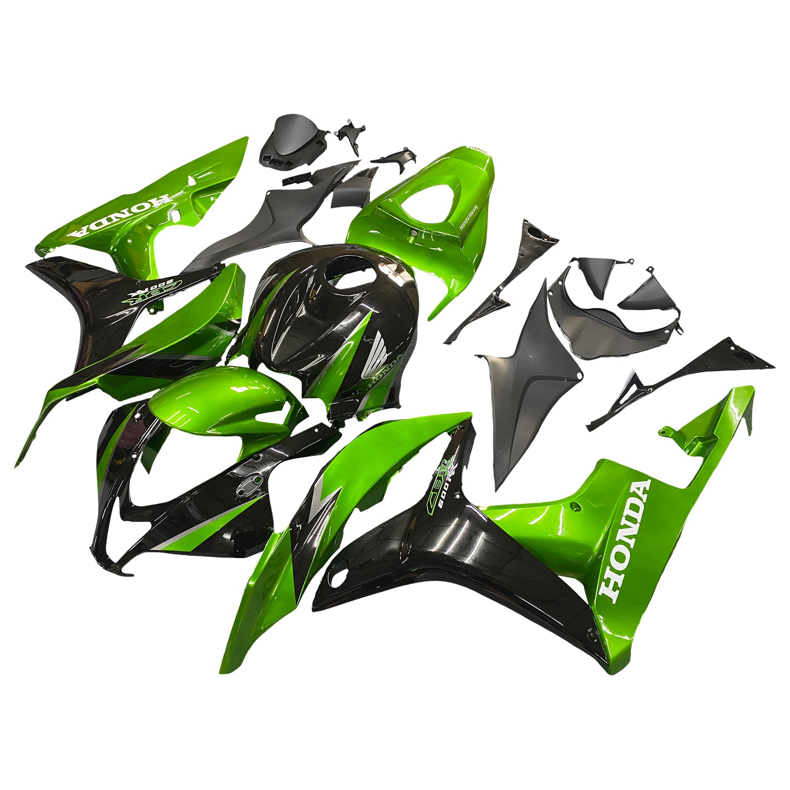 Amotopart 2007-2008 Honda CBR600 Fairing Green&BlACK KIt