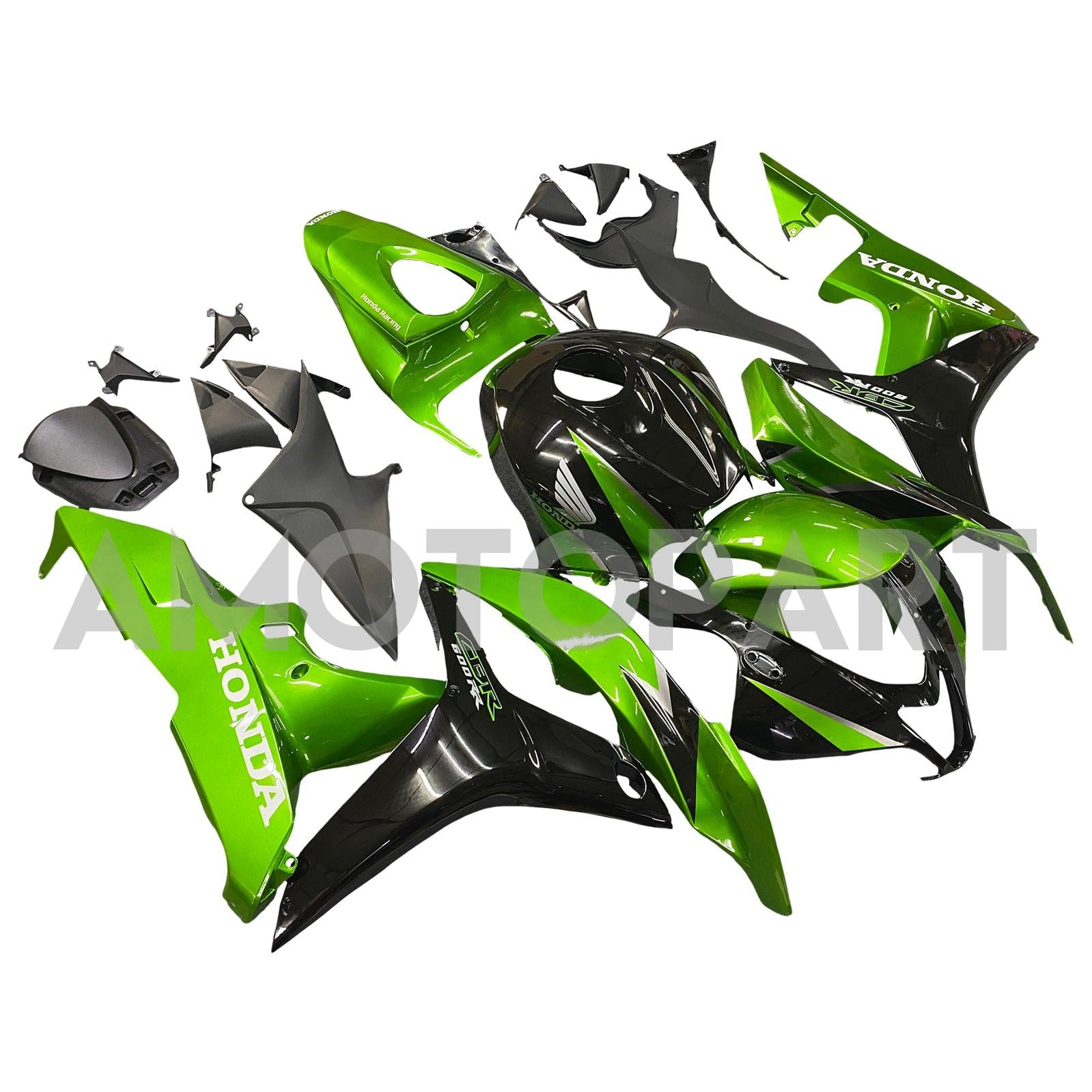 Amotopart 2007-2008 Honda CBR600 Fairing Green & Black Kit