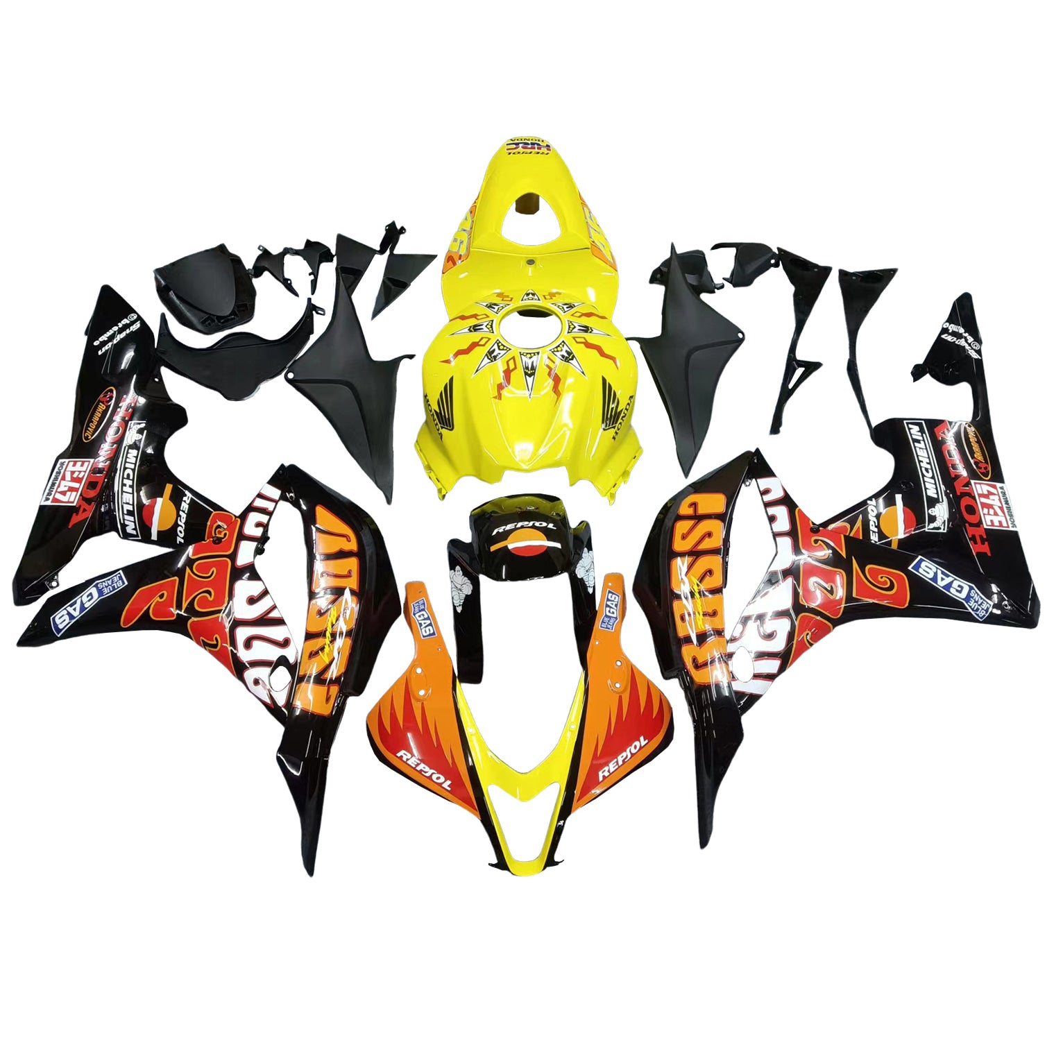 Amotopart 2007-2008 Honda CBR600RR Kit de carenado naranja y amarillo