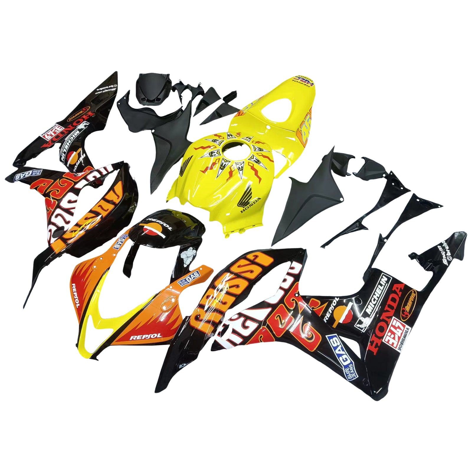 Amotopart 2007-2008 Honda CBR600RR Orange&Yellow Fairing Kit