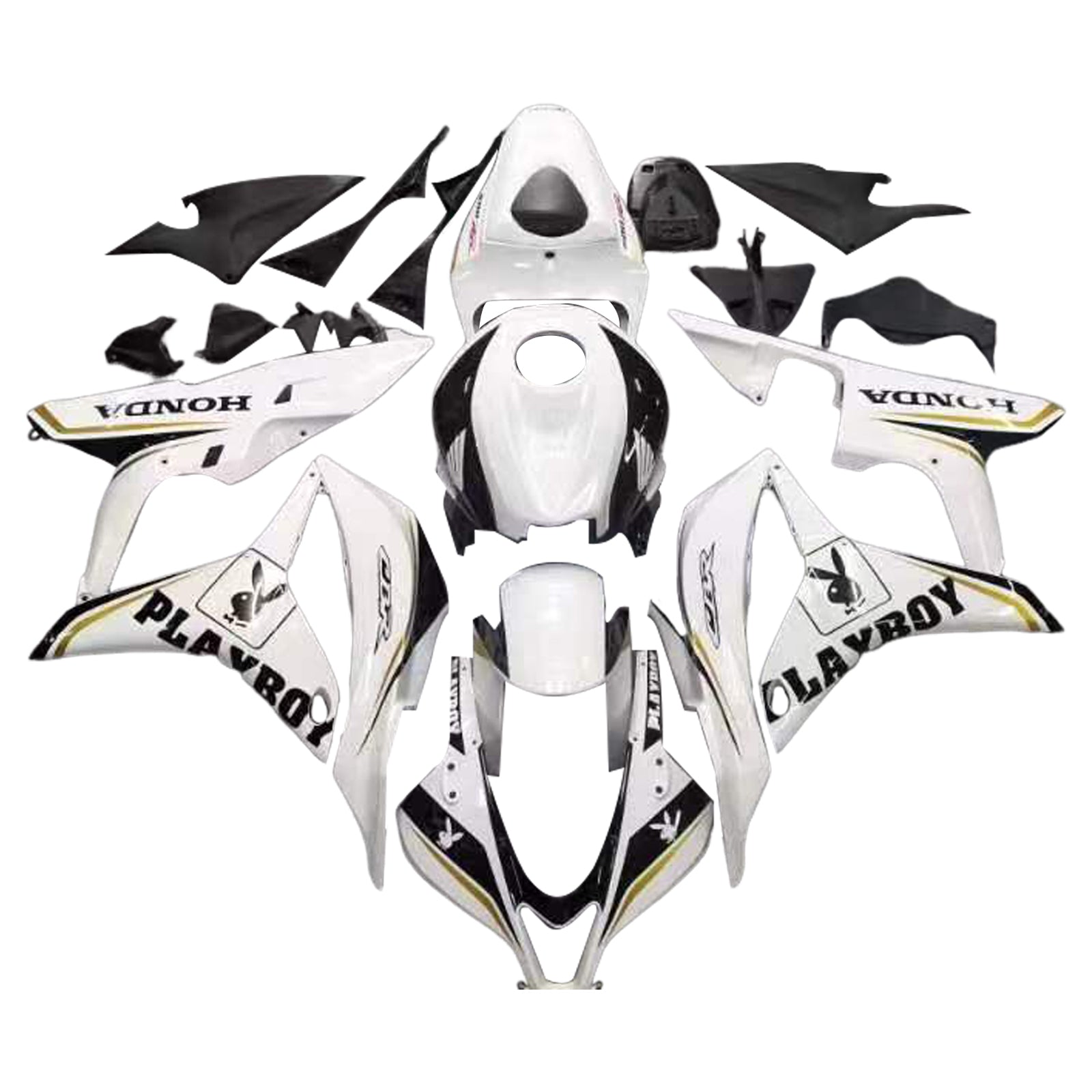 Amotopart 2007-2008 Honda CBR600 Kit de carénage Playboy noir et blanc