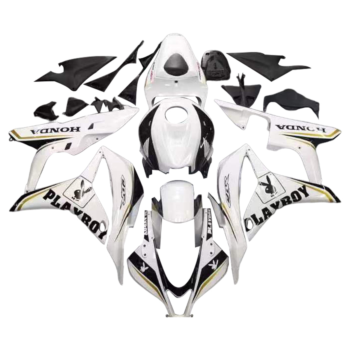 Amotopart 2007-2008 Honda CBR600 carenatura Kit Playboy bianco e nero