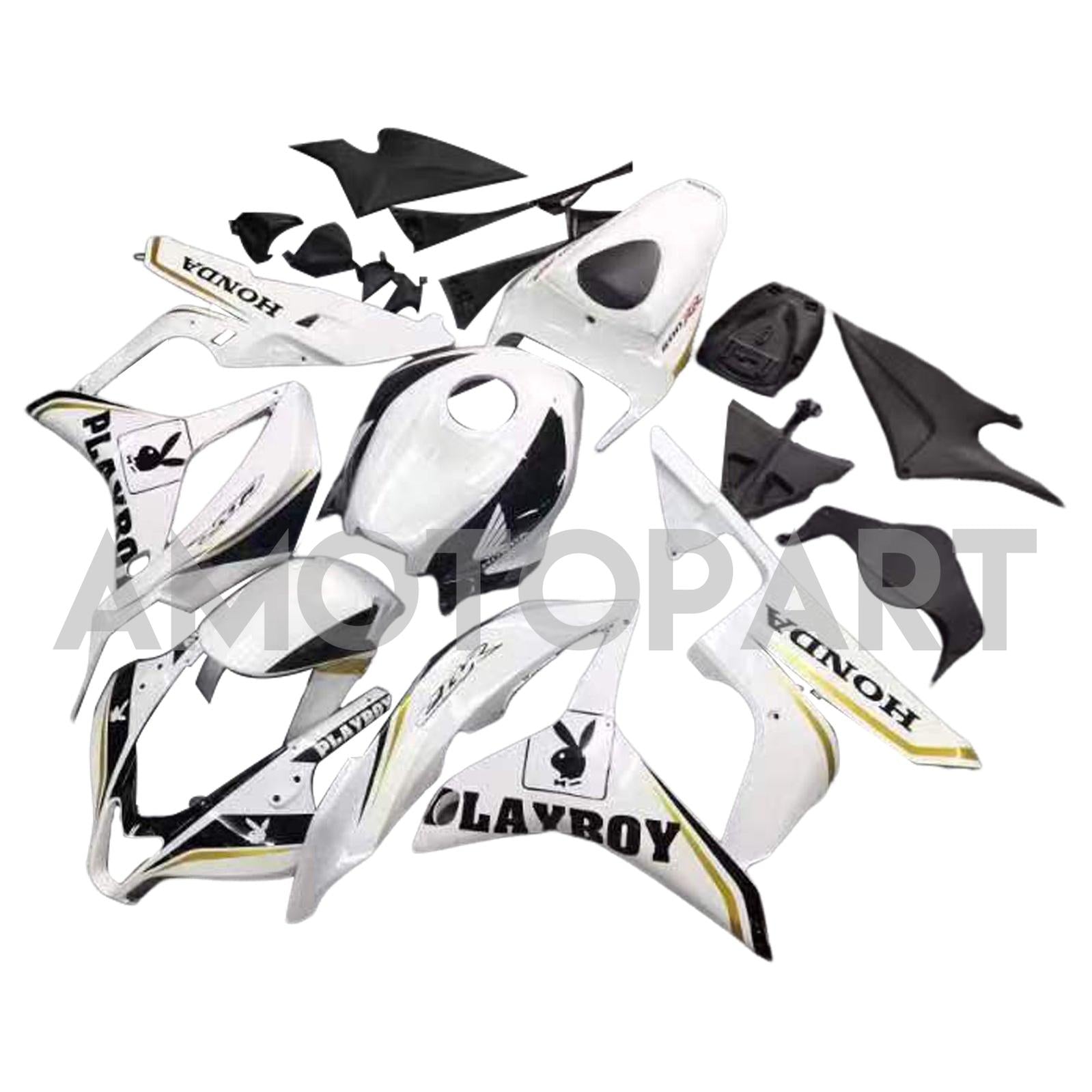 Amotopart 2007-2008 Honda CBR600 Fairing Black&White Playboy Kit