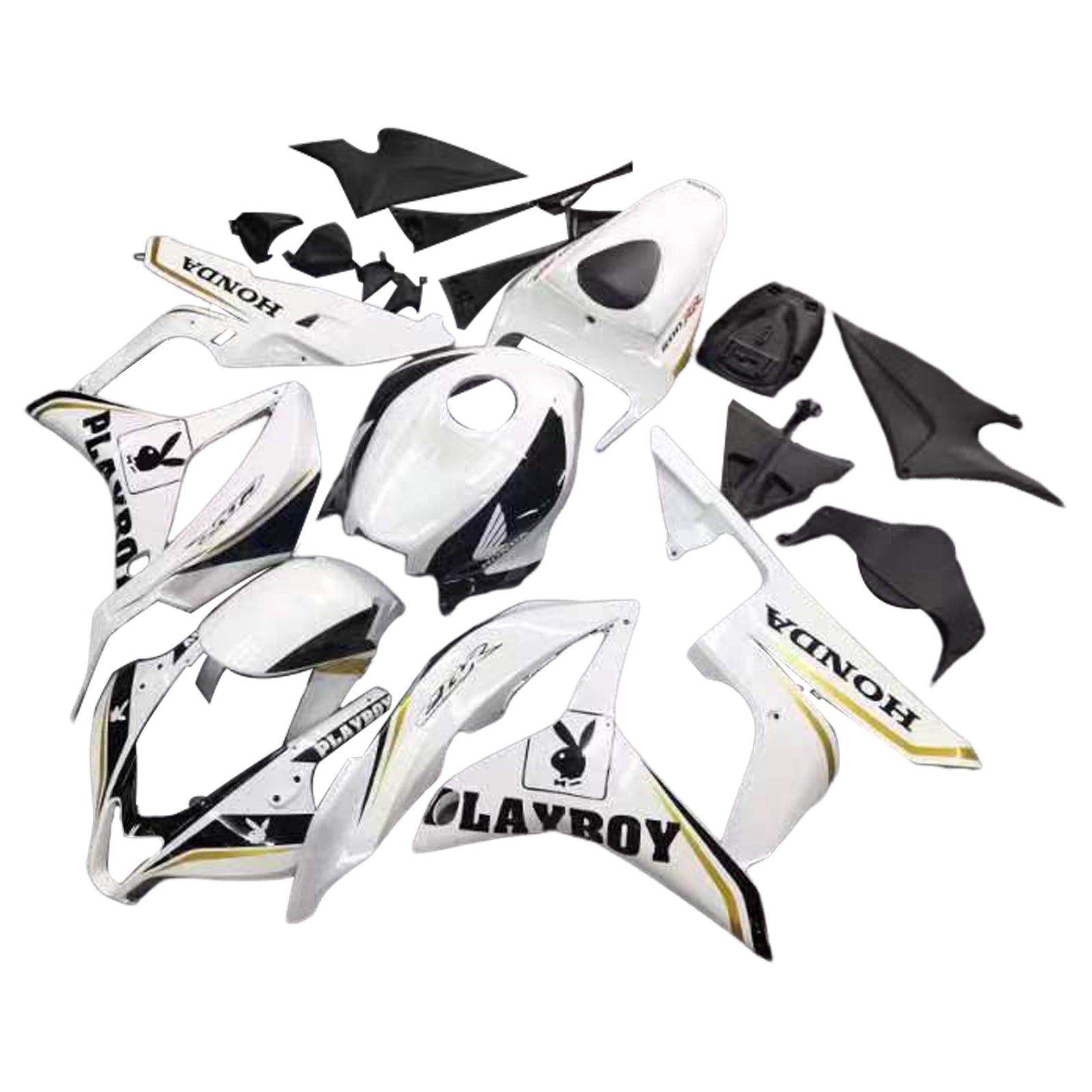 Amotopart 2007-2008 Honda CBR600 Fairing Black&White Playboy Kit