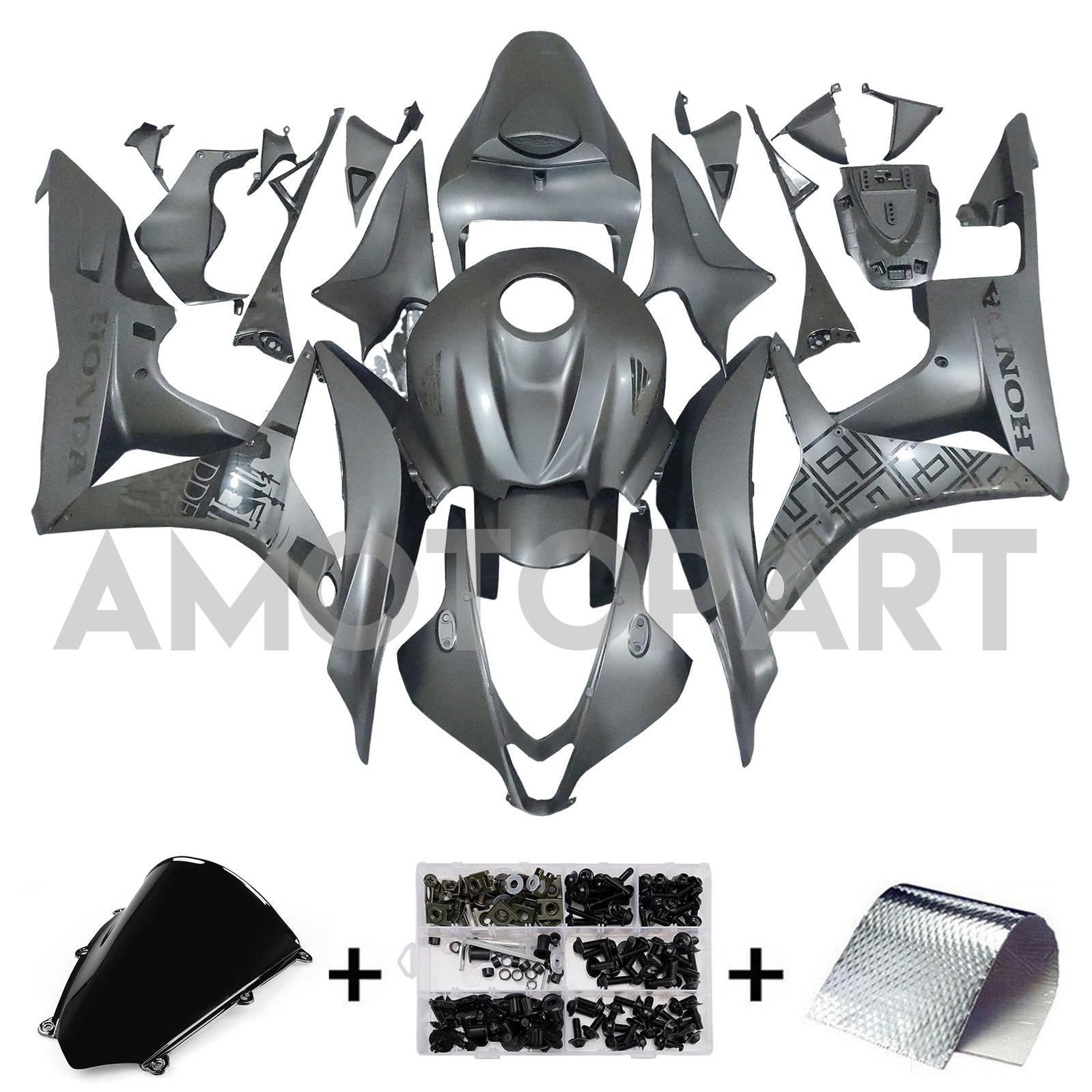 Amotopart 2007-2008 Honda CBR600 Fairing Black Kit