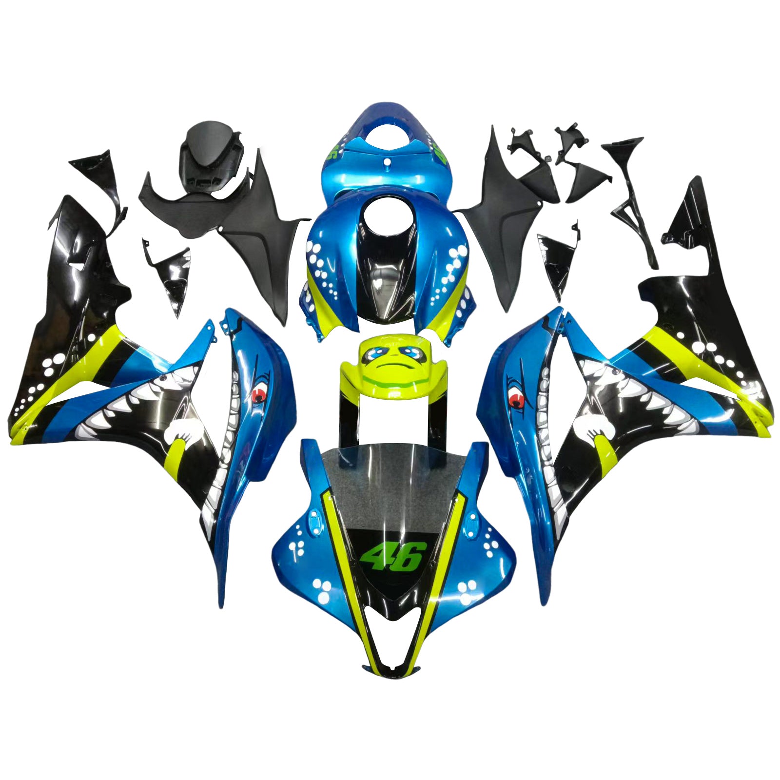 Amotopart 2007-2008 Honda CBR600RR Green&Blue Monster Fairing Kit