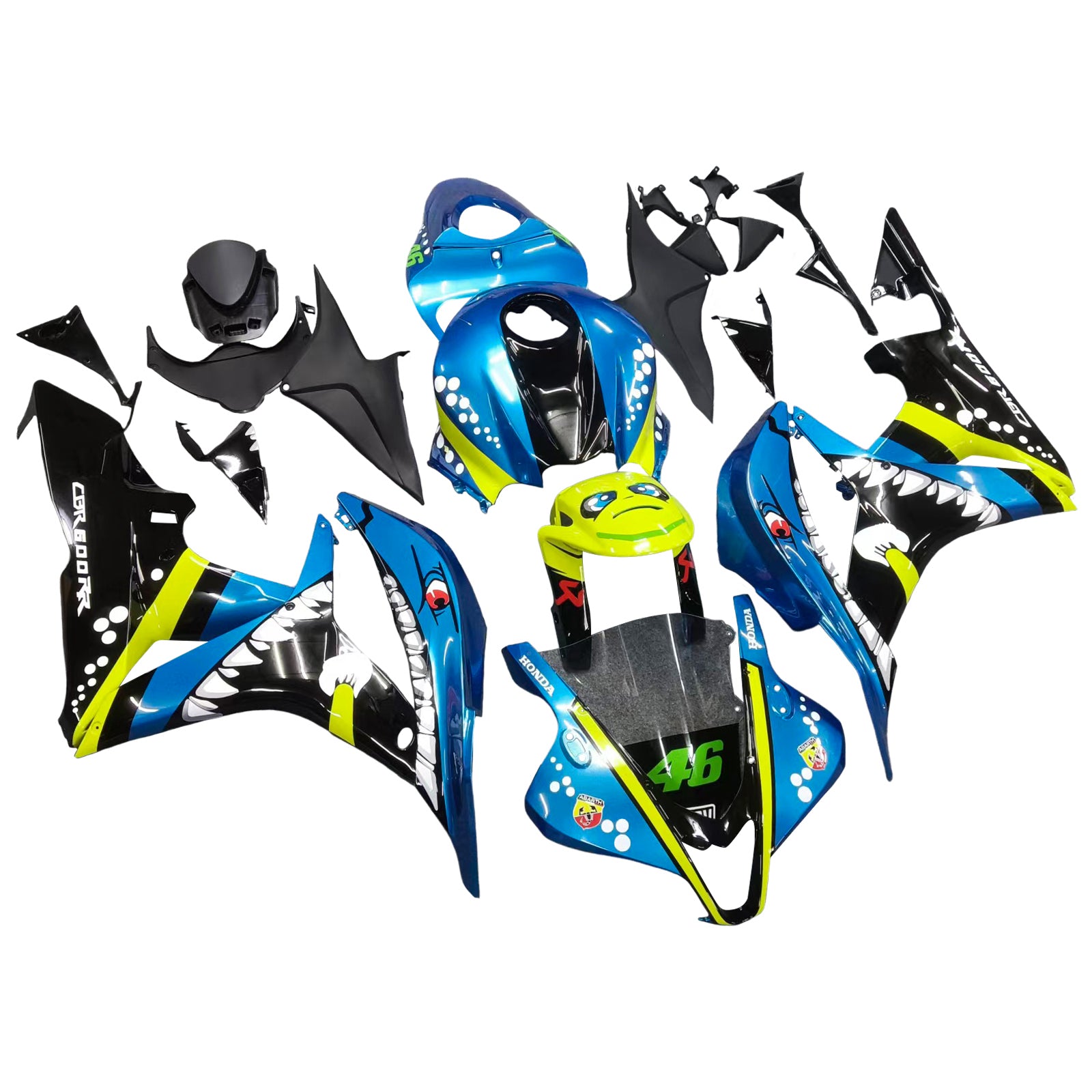 Amotopart 2007-2008 Honda CBR600RR Green&Blue Monster Fairing Kit